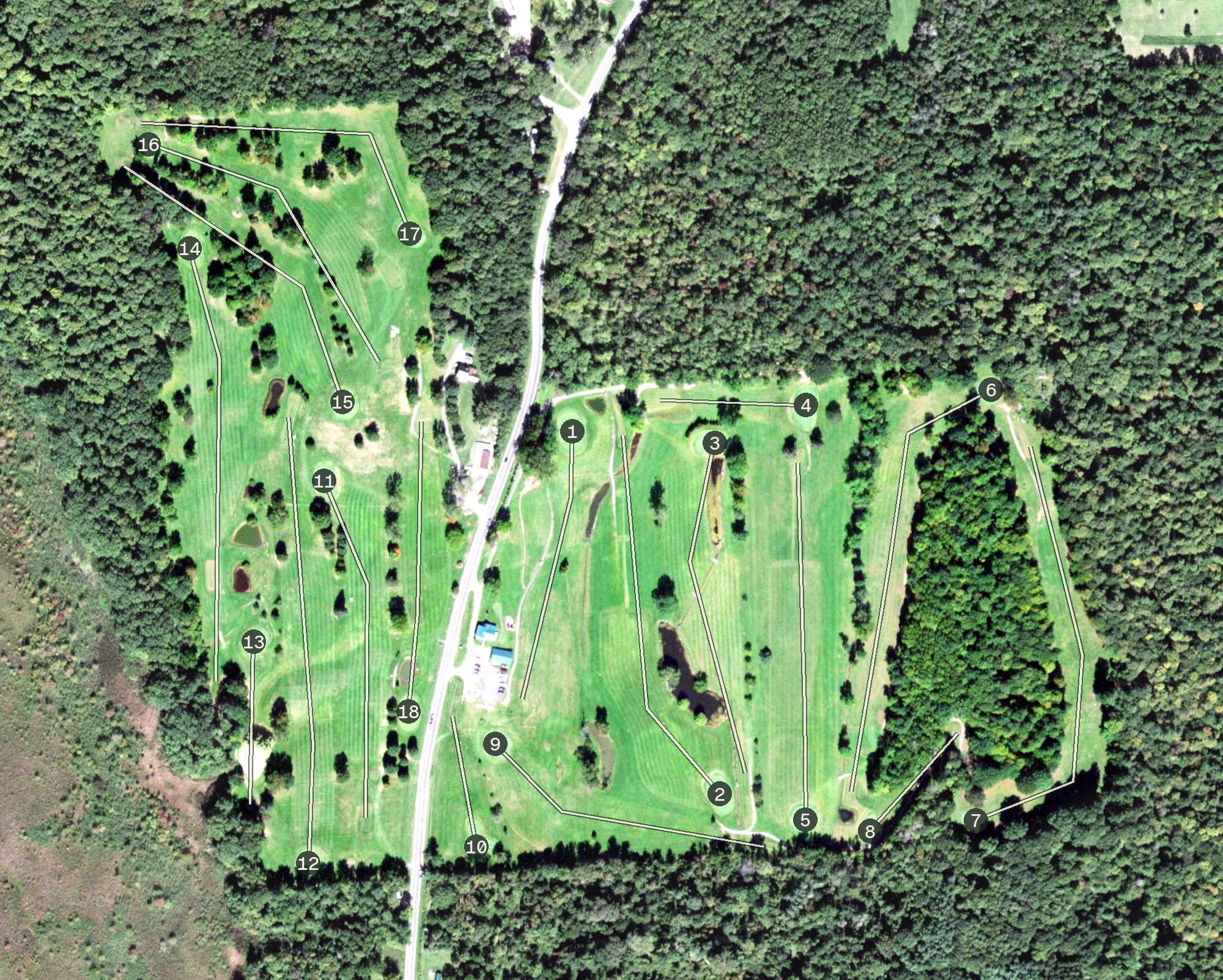 Aerial view of Port Bay Golf Course, NY