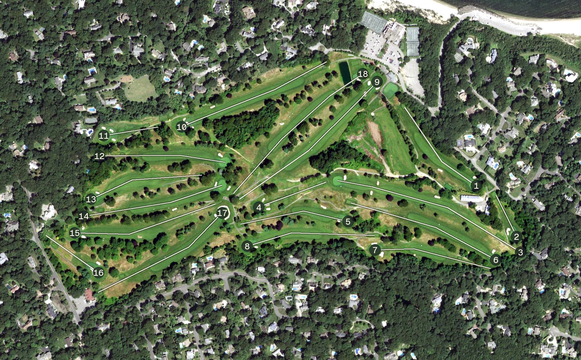 Aerial view of Port Jefferson Country Club, NY