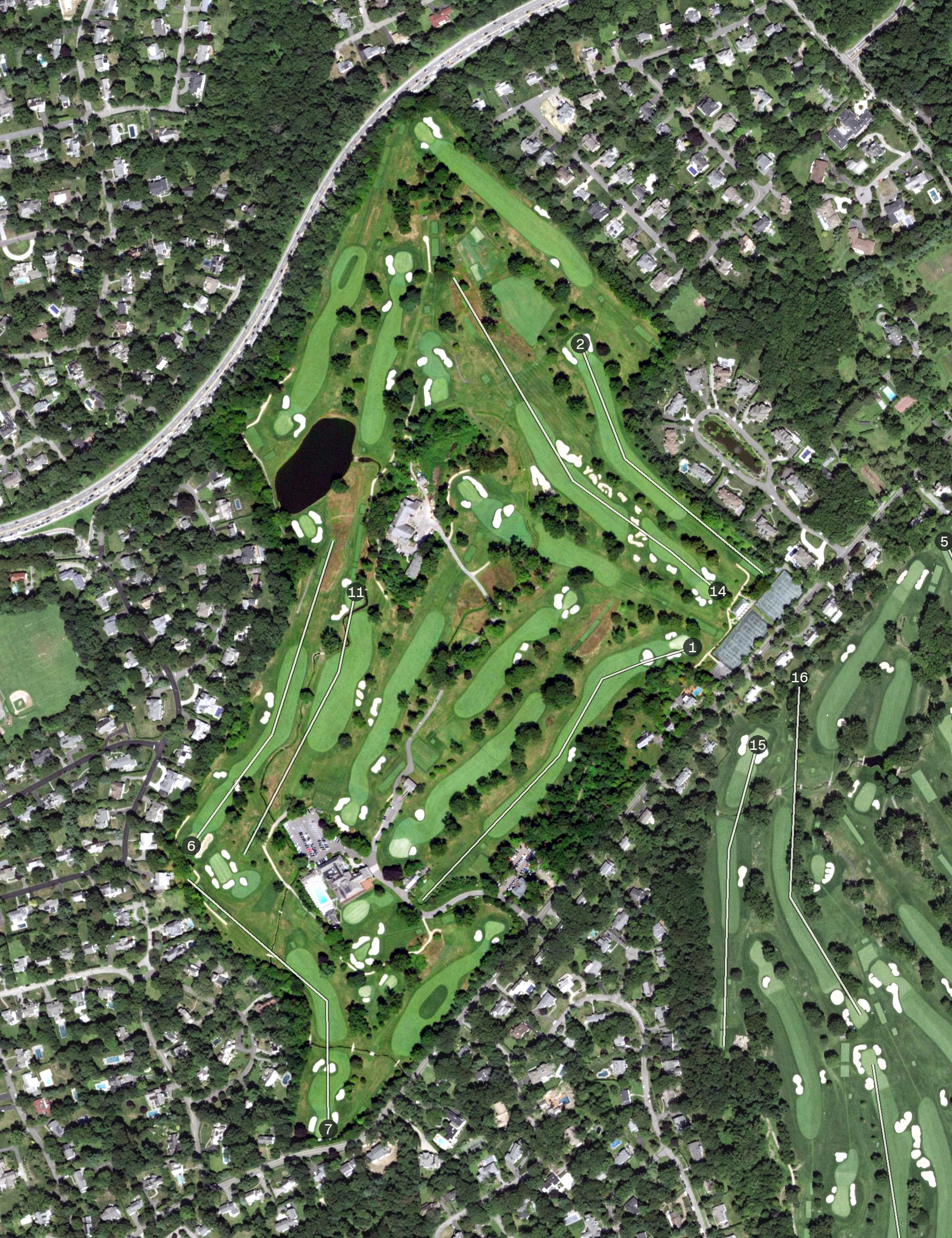 Aerial view of Quaker Ridge Golf Club, NY