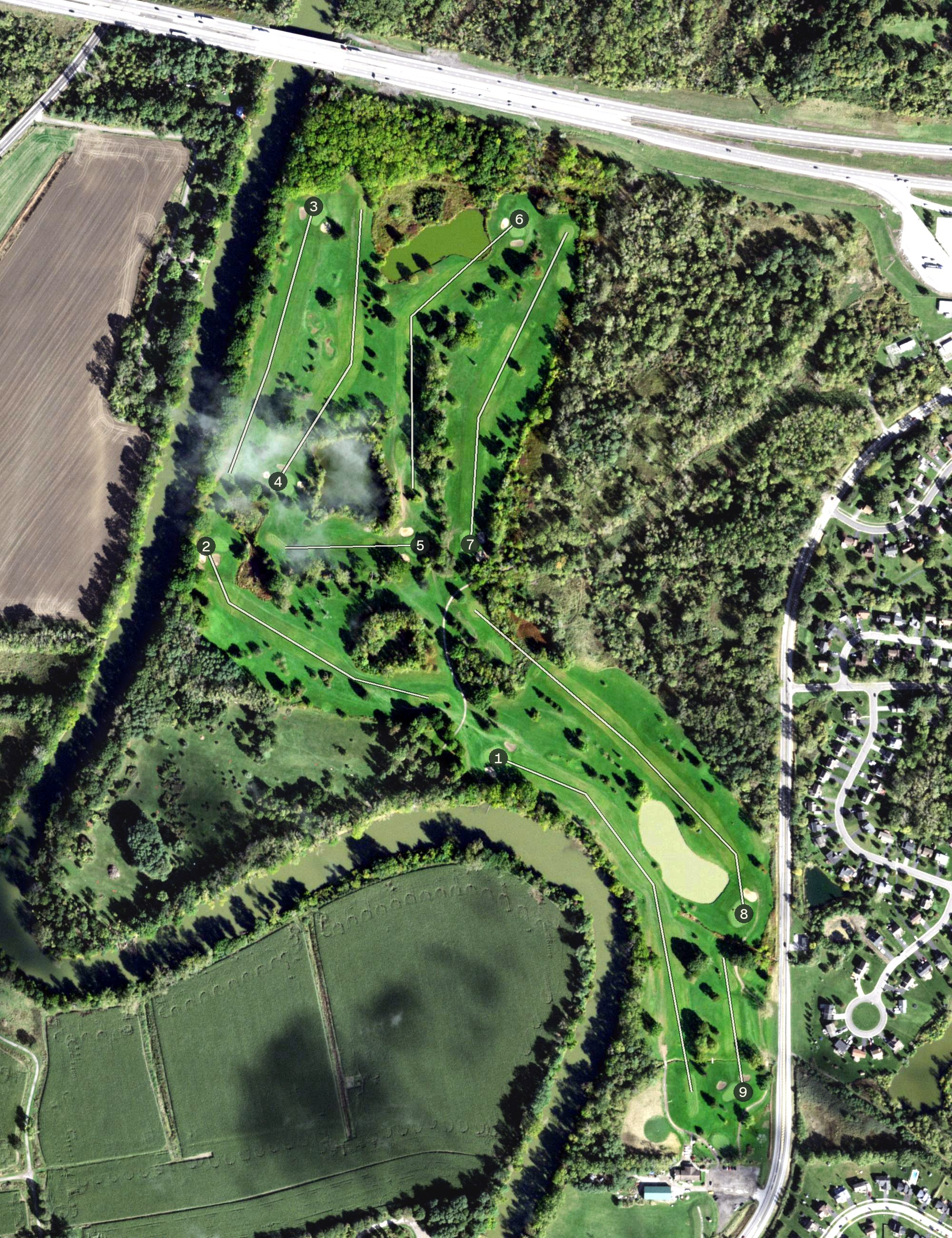 Aerial view of Riverton Oaks Municipal Golf Course, NY