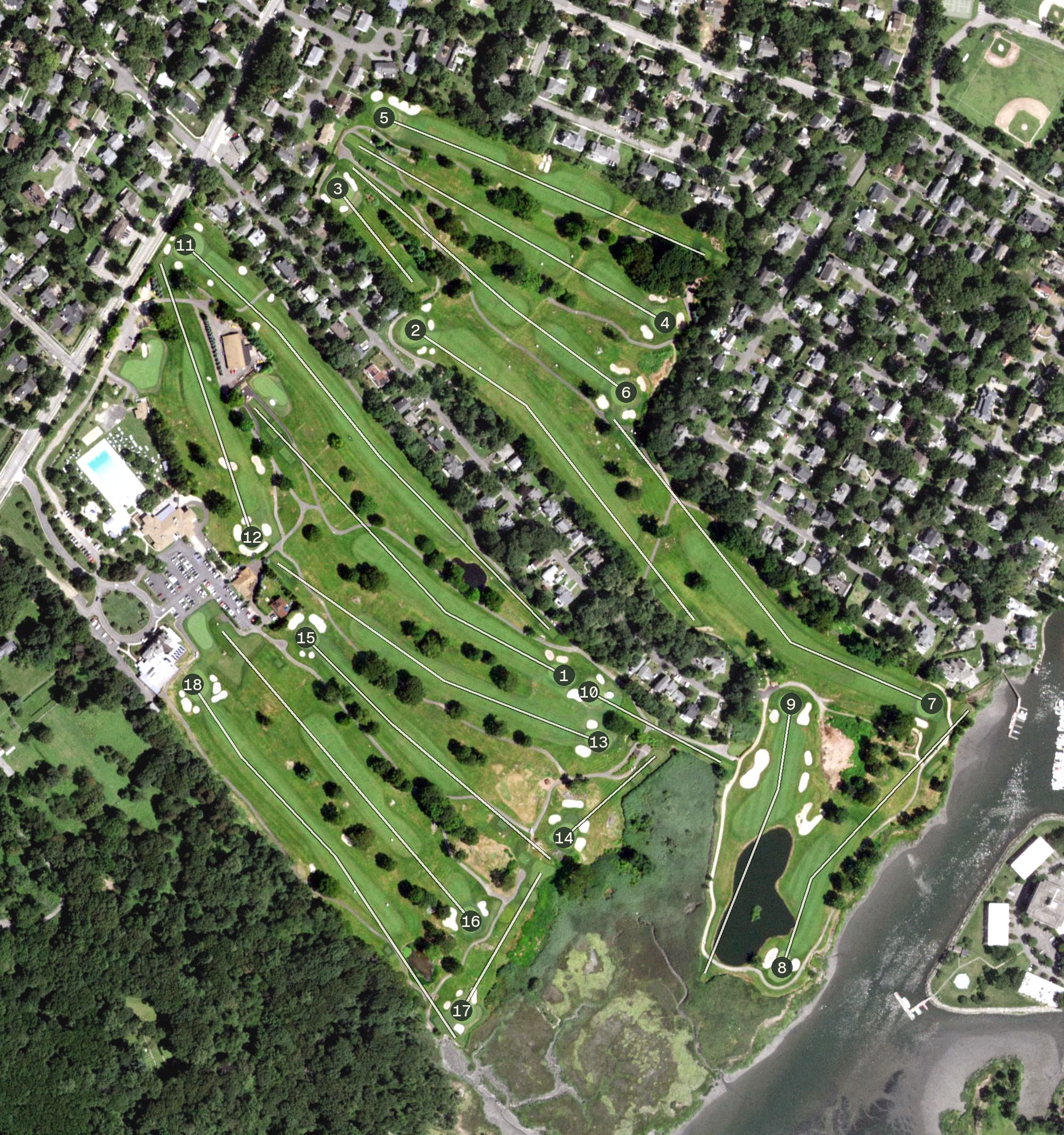 Aerial view of Rye Golf Club, NY