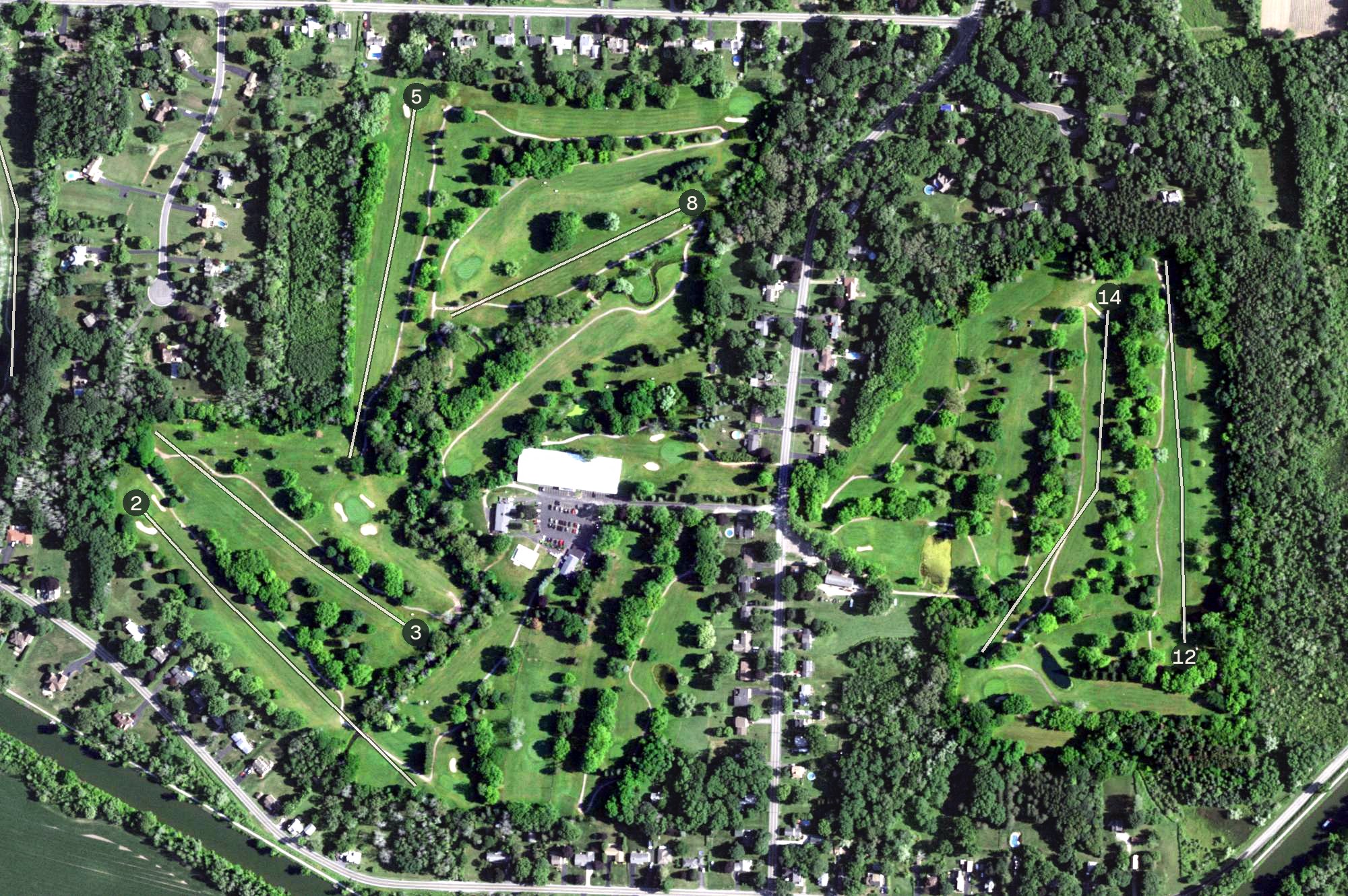 Aerial view of Salmon Creek Country Club, NY