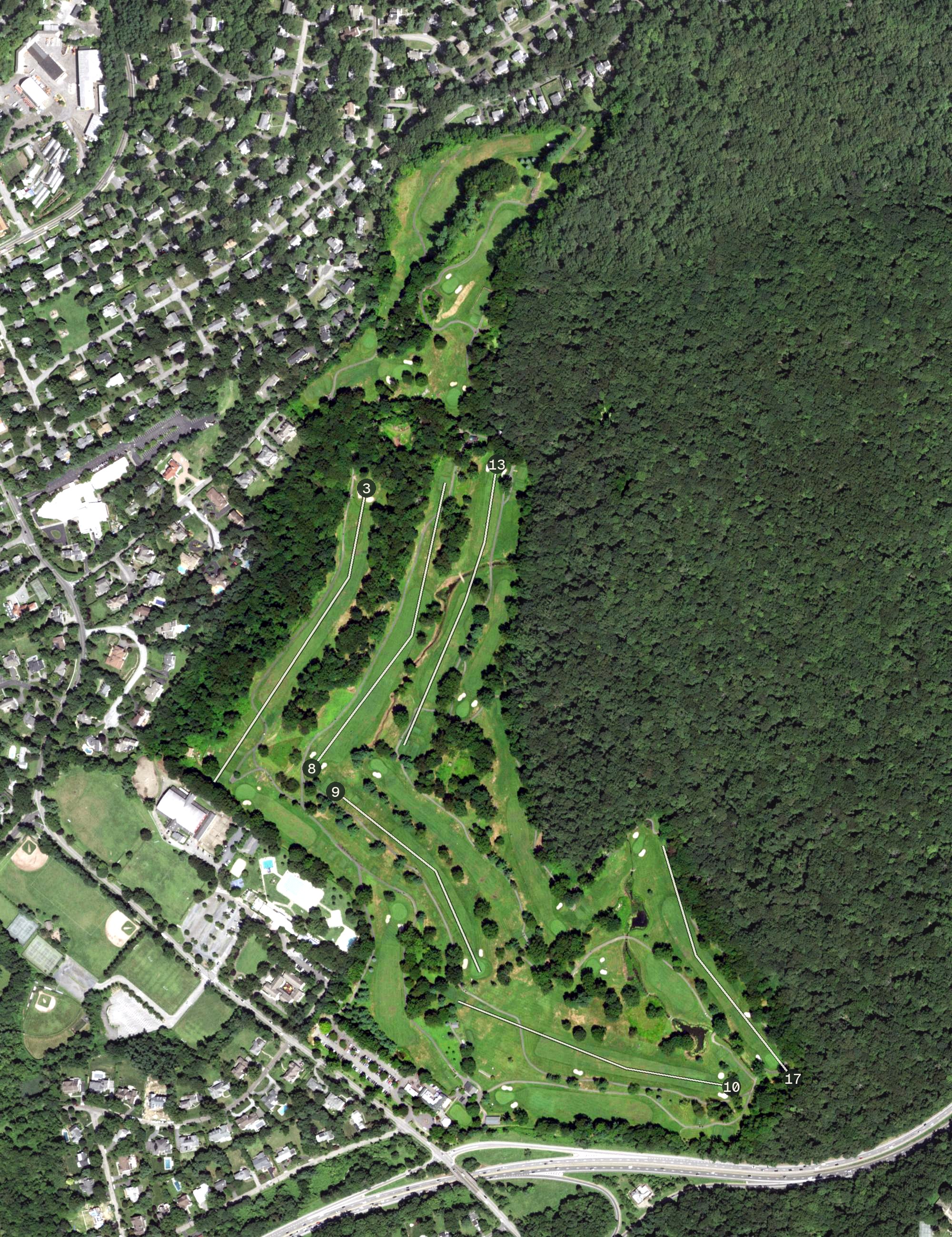 Aerial view of Saxon Woods Golf Course, NY