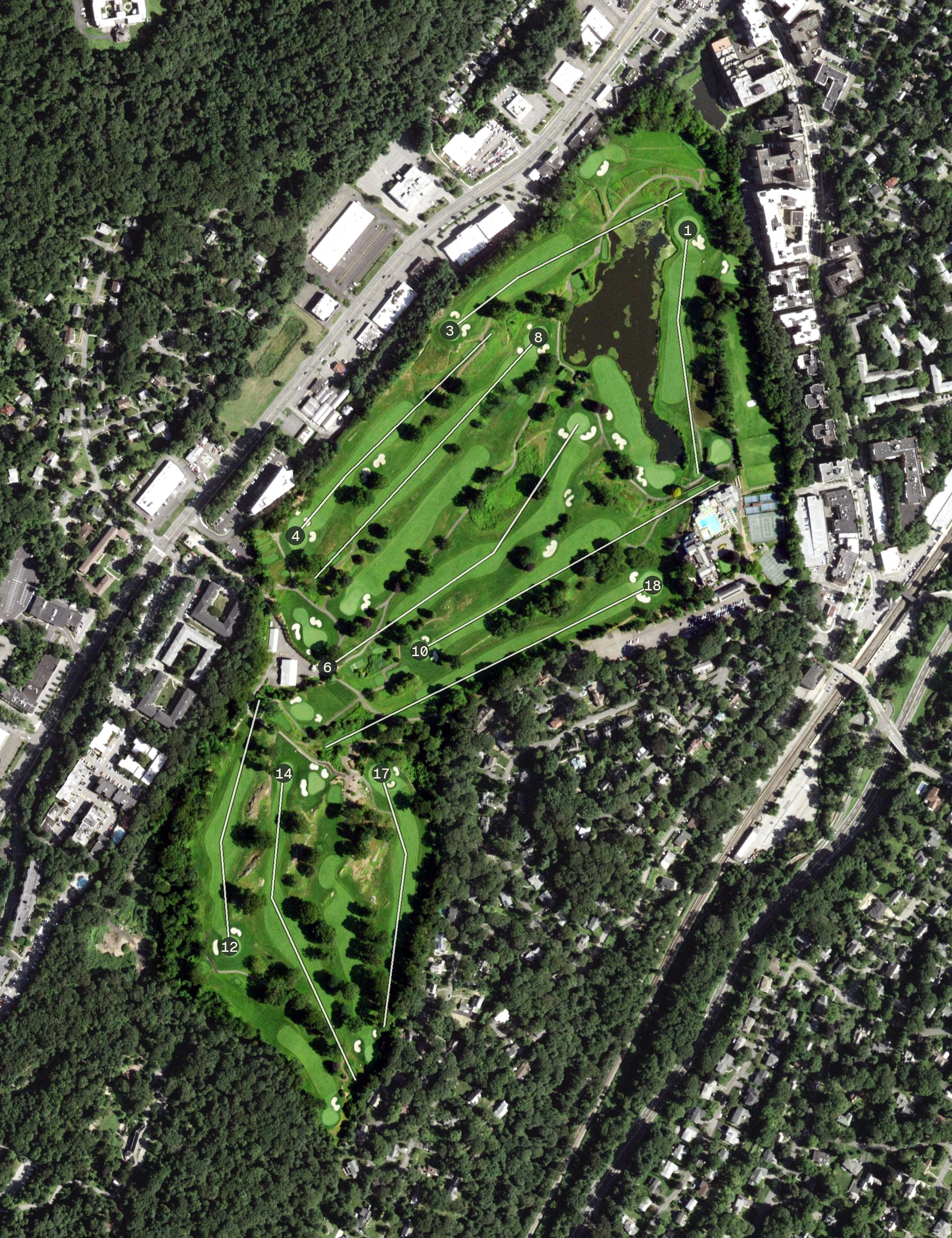 Aerial view of Scarsdale Country Club, NY