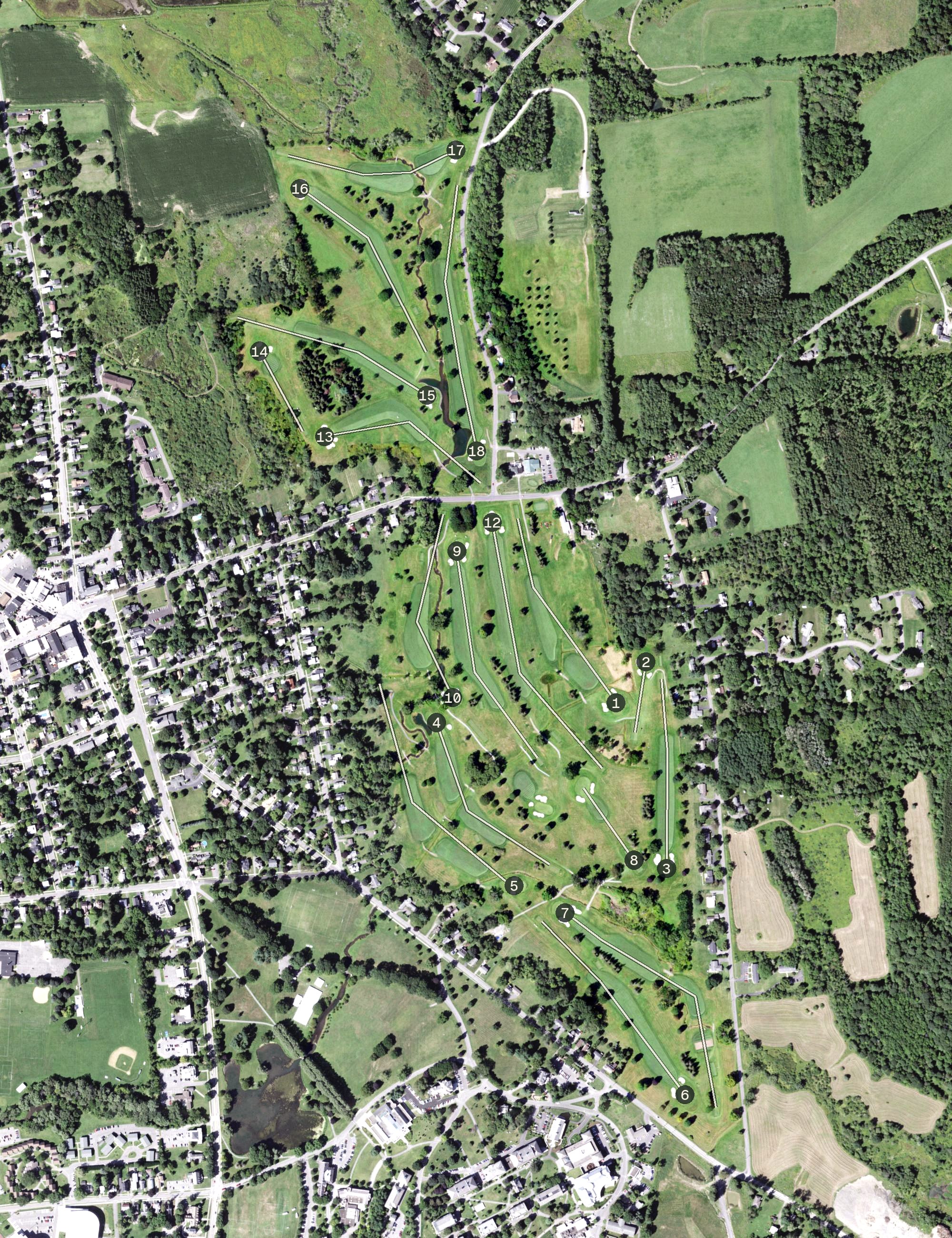 Aerial view of Seven Oaks Golf Course, NY