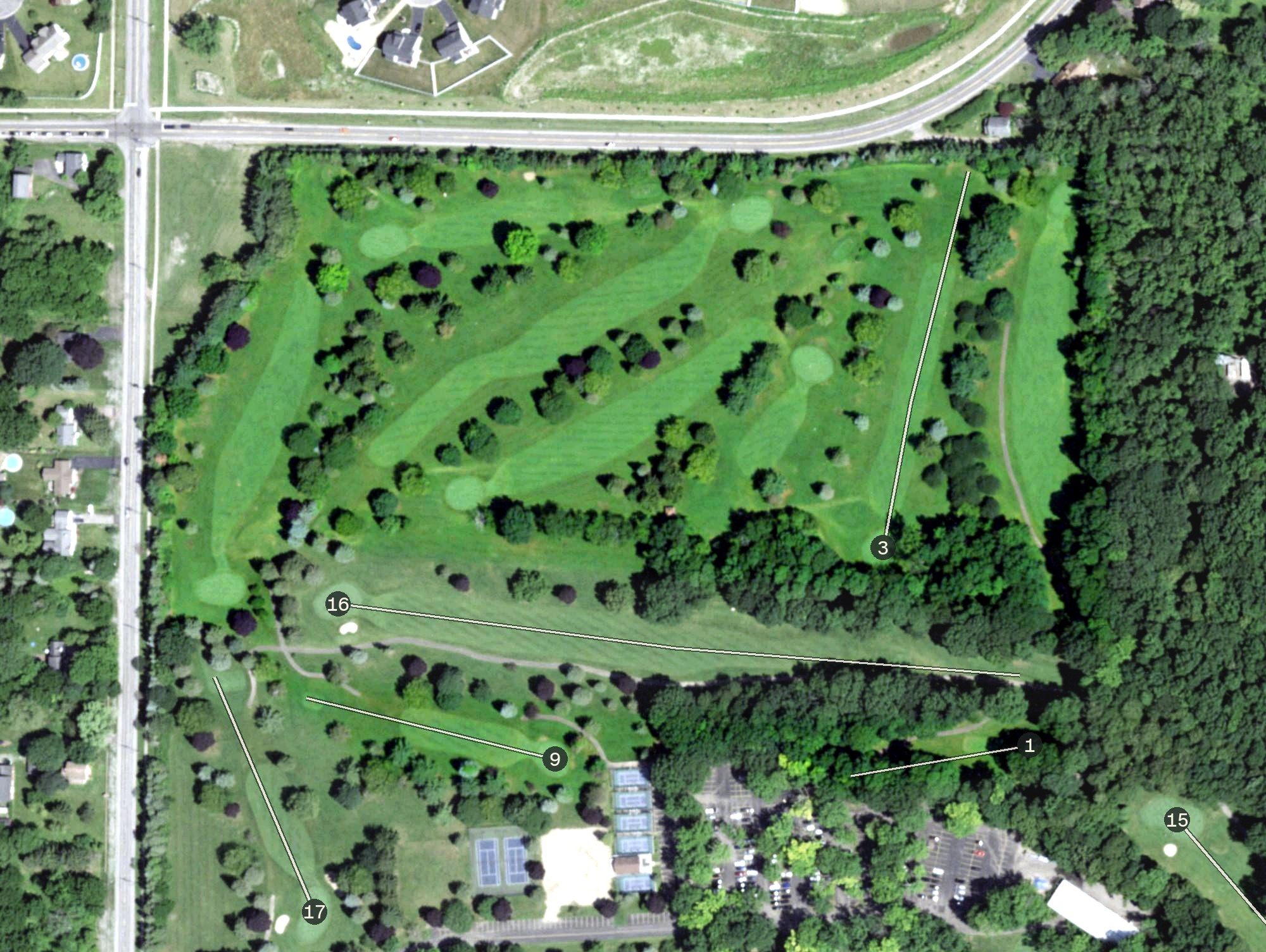 Aerial view of Shadow Lake Executive Golf Course, NY