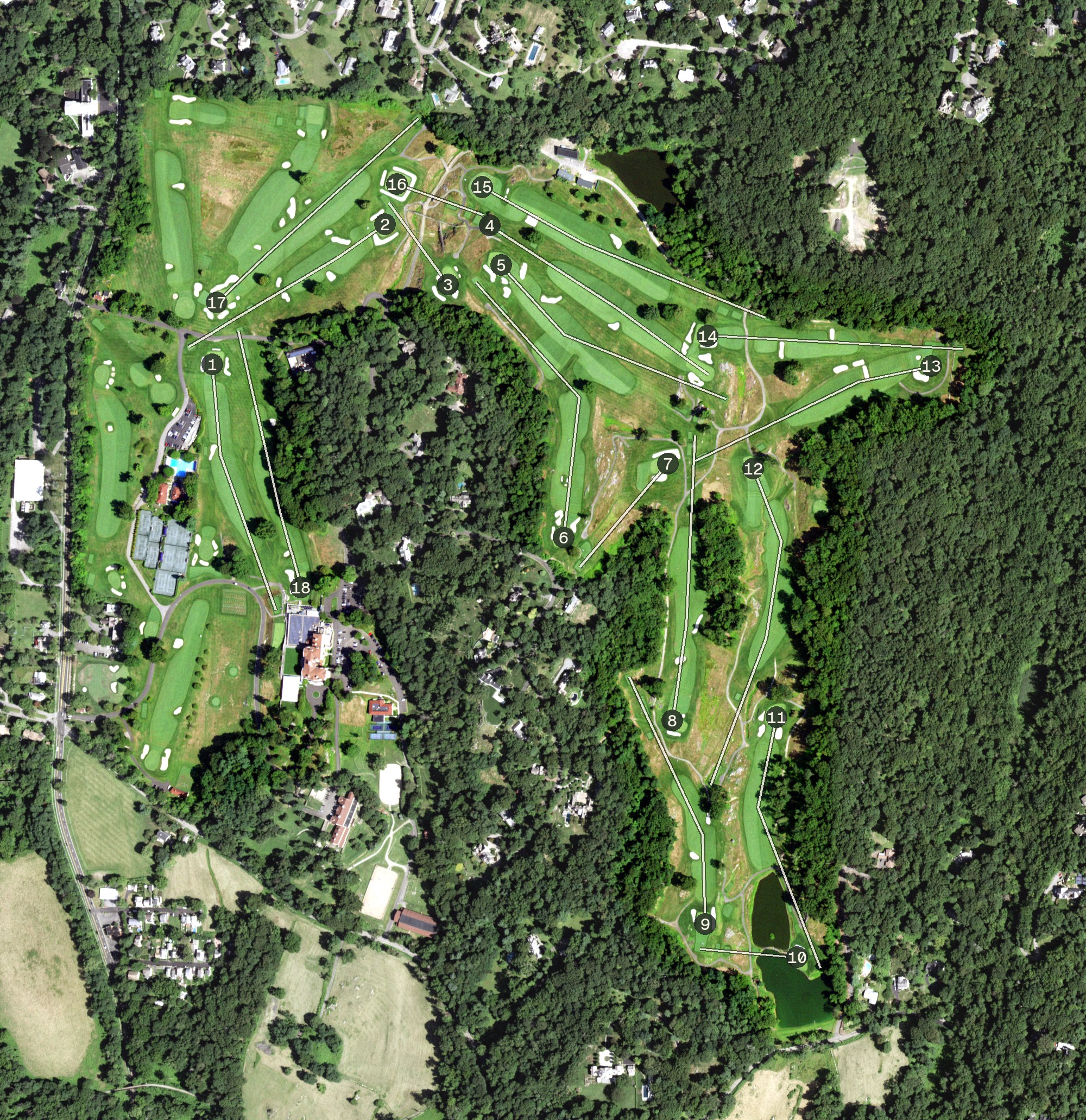 Aerial view of Sleepy Hollow Country Club, NY