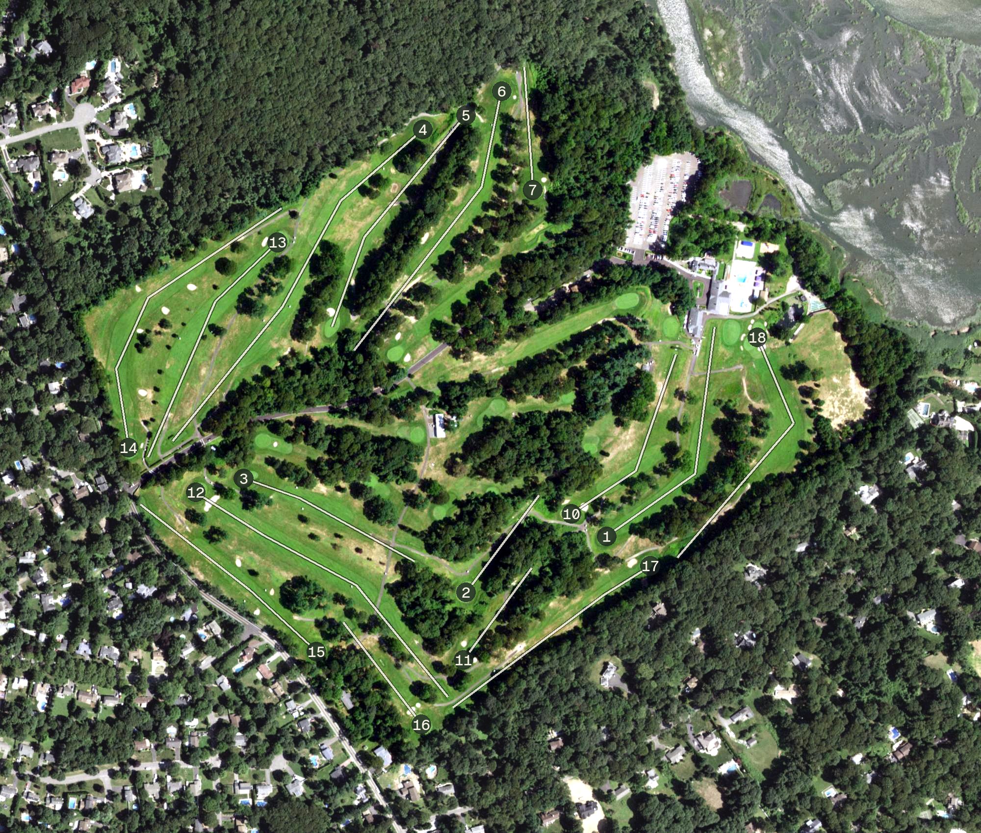 Aerial view of Smithtown Landing Golf Course, NY