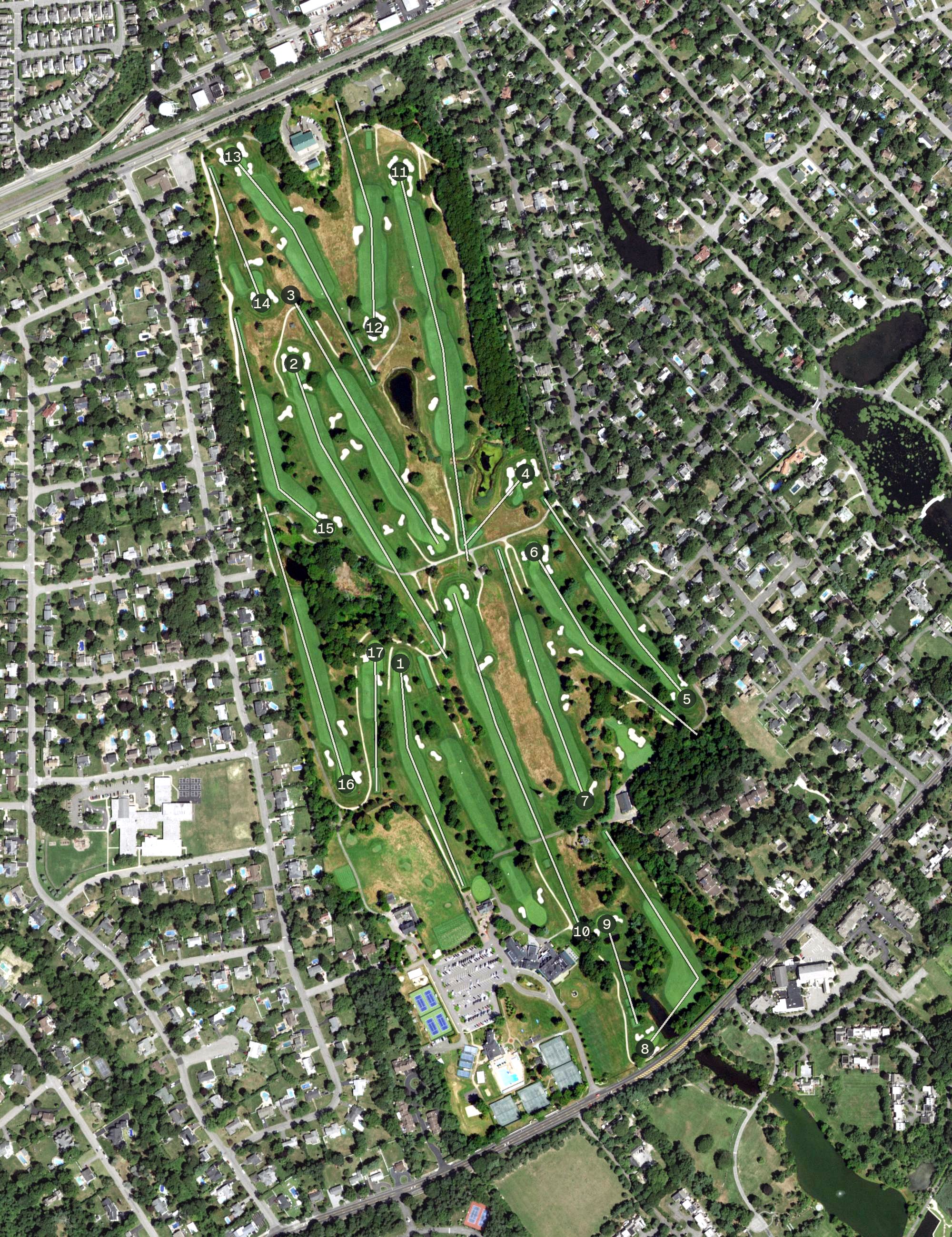 Aerial view of Southward Ho Country Club, NY