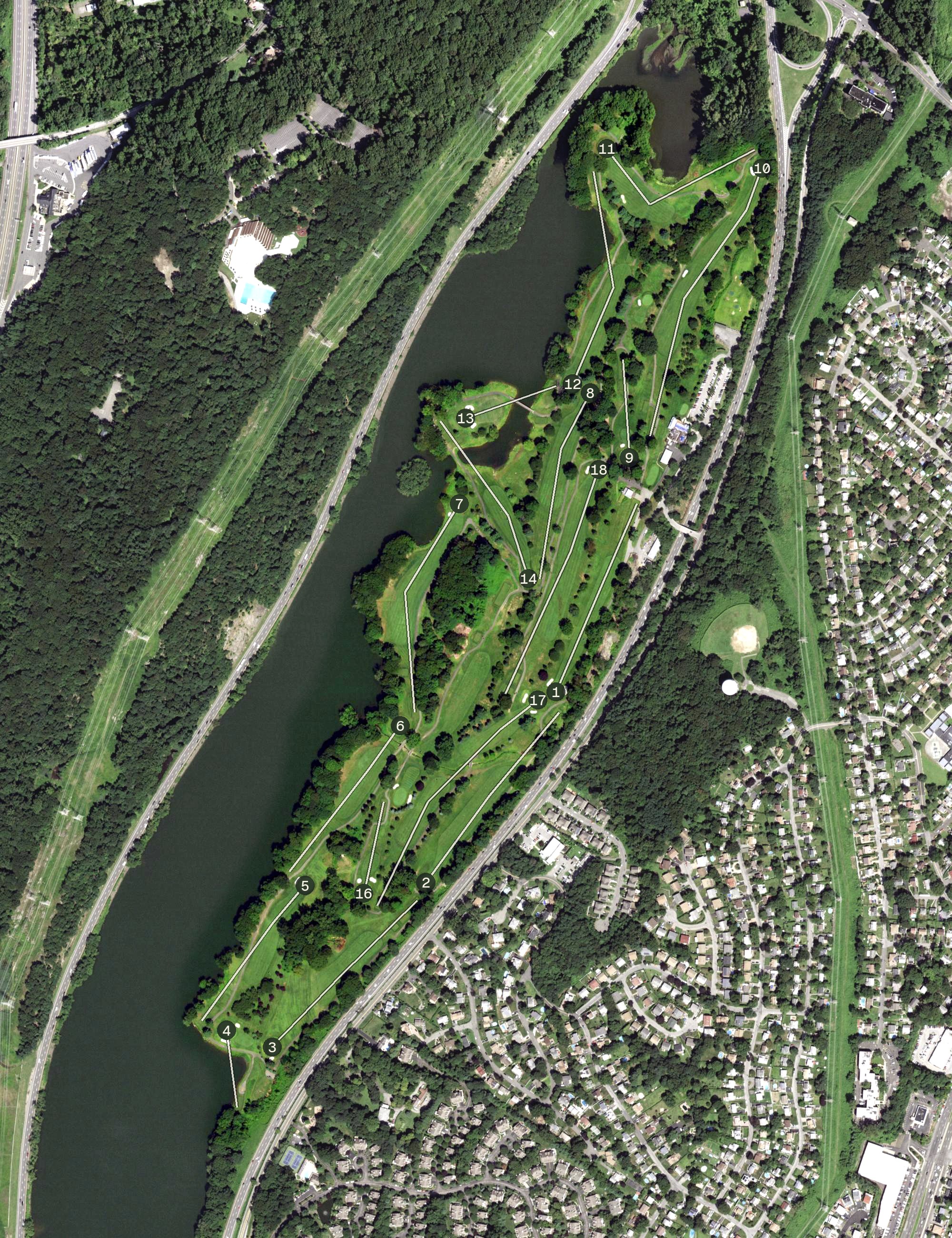 Aerial view of Sprain Lake Golf Course, NY
