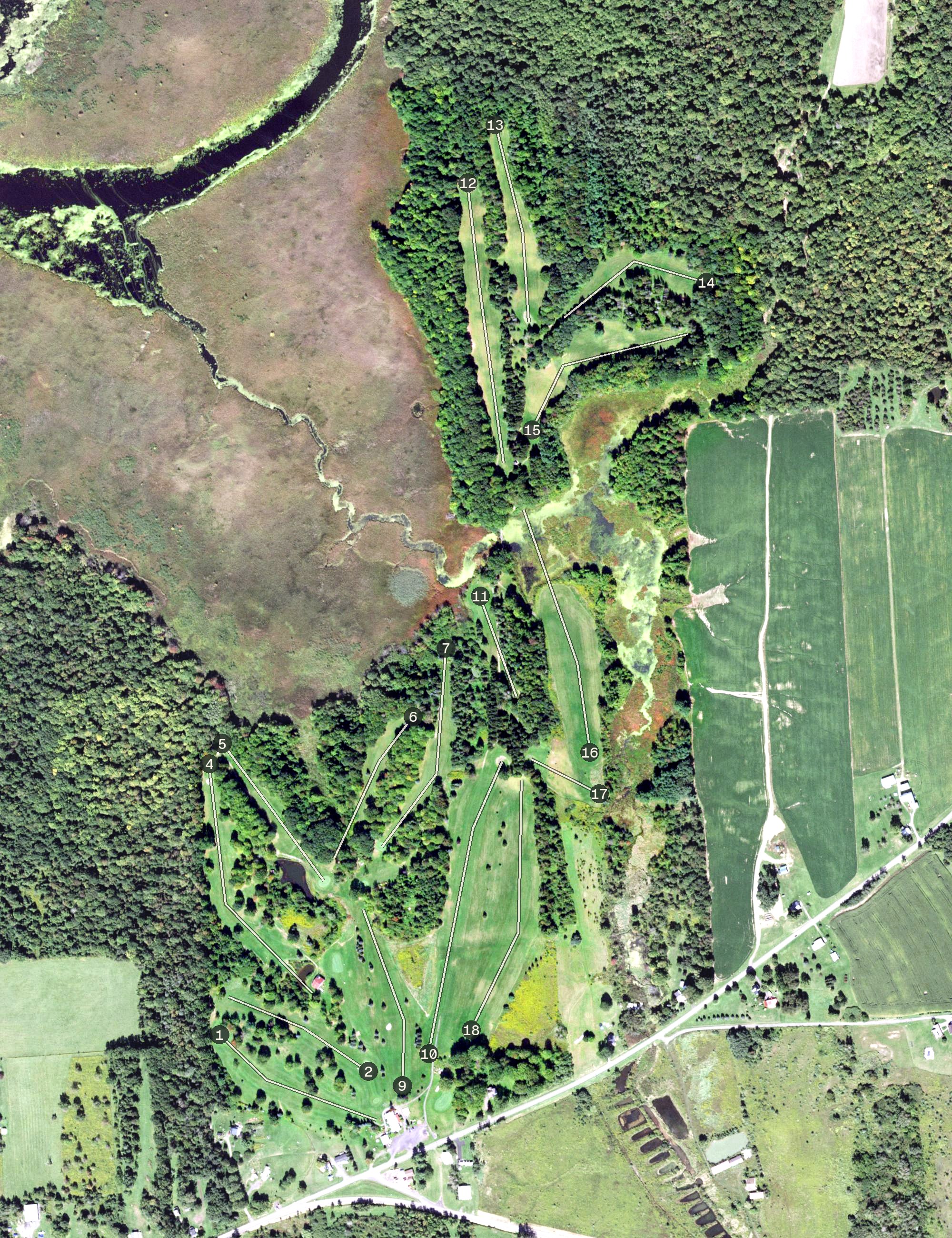 Aerial view of Springbrook Greens State Golf Course, NY