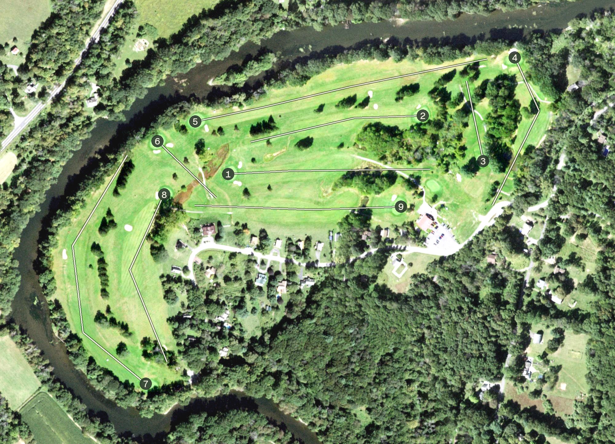 Aerial view of Stone Dock Golf Course, NY