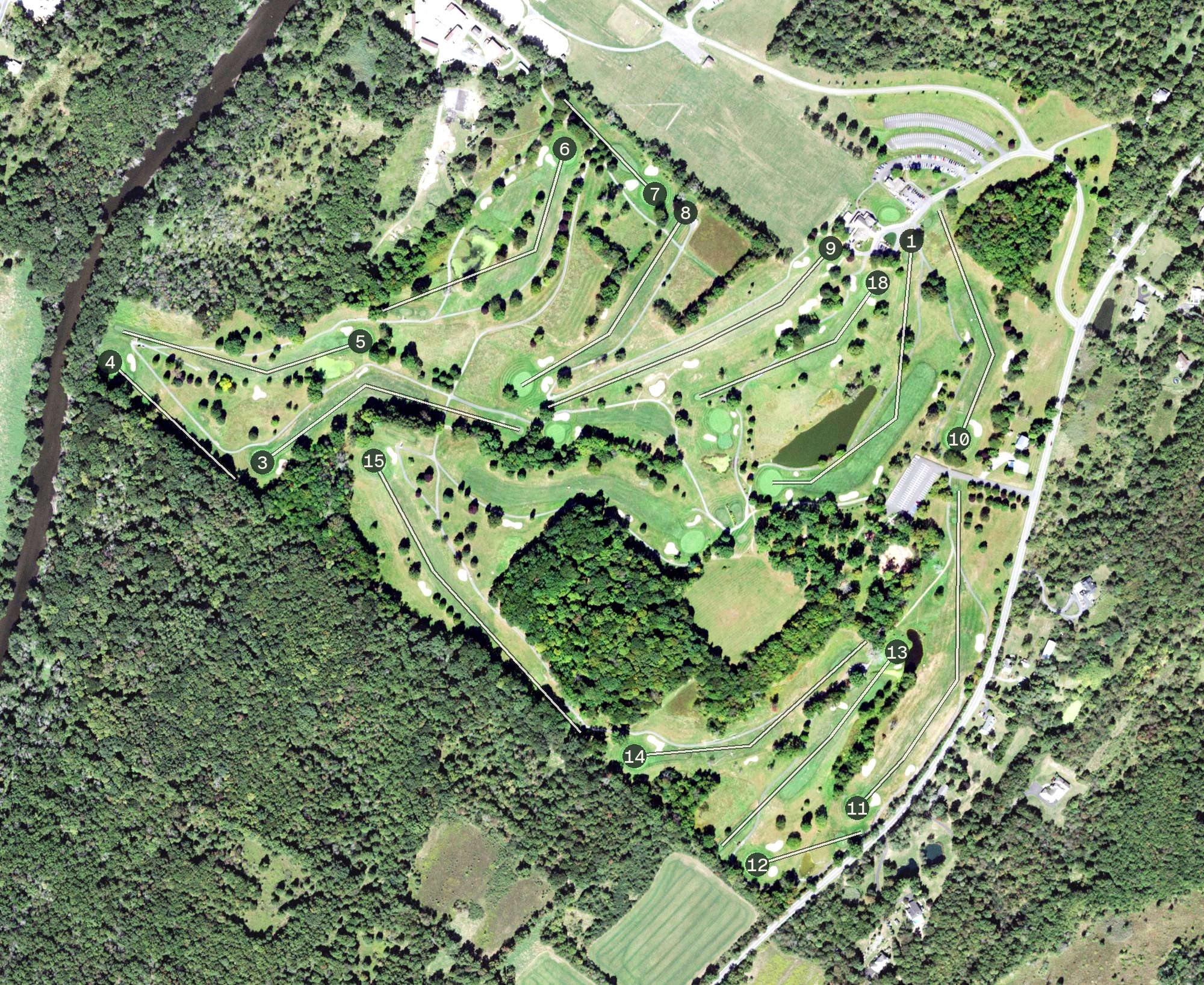 Aerial view of Stony Ford Golf Course, NY