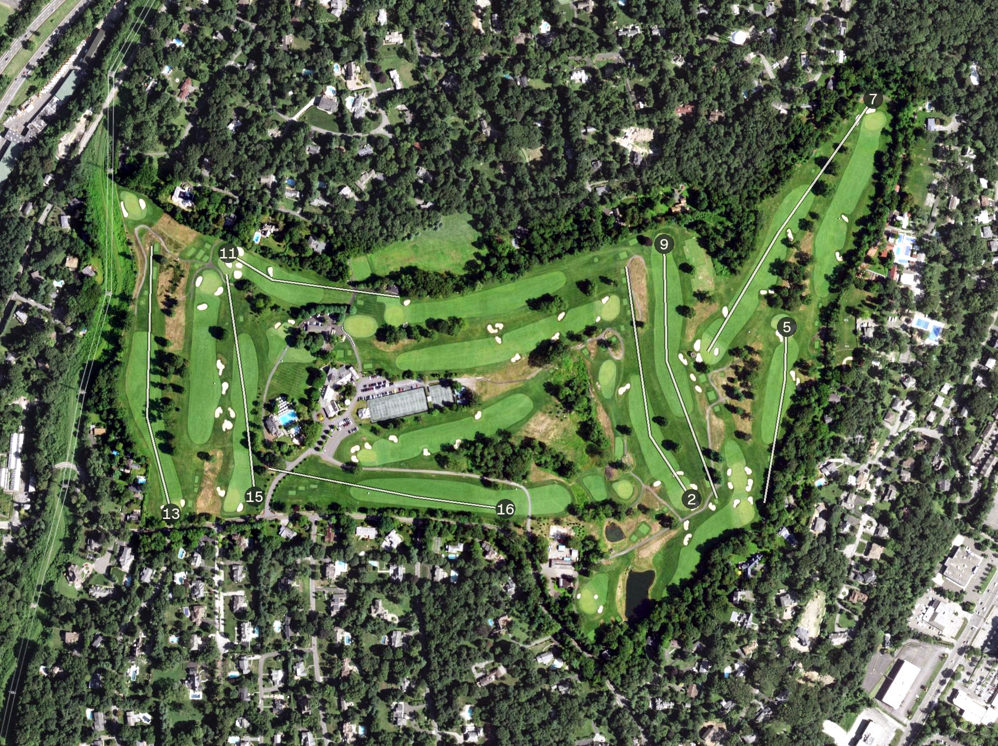 Aerial view of Sunningdale Country Club, NY