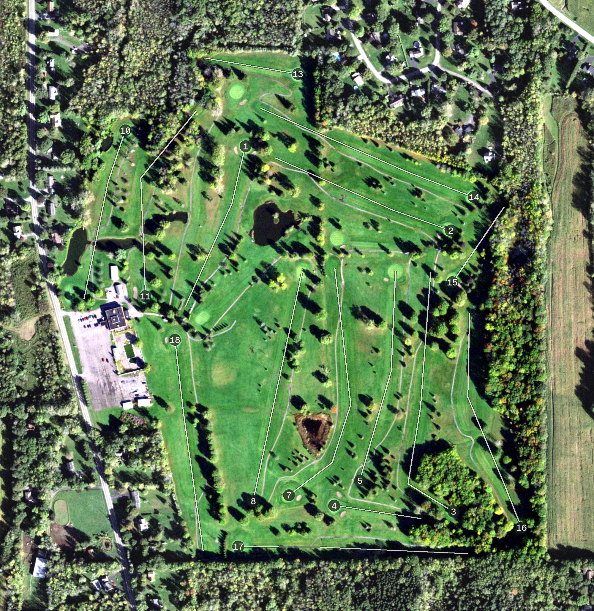 Aerial view of Sycamore Golf Club, NY