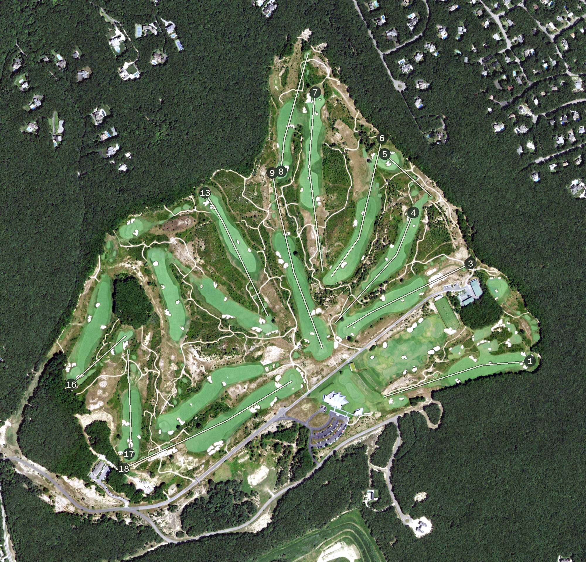 Aerial view of The Bridge Golf Club, NY