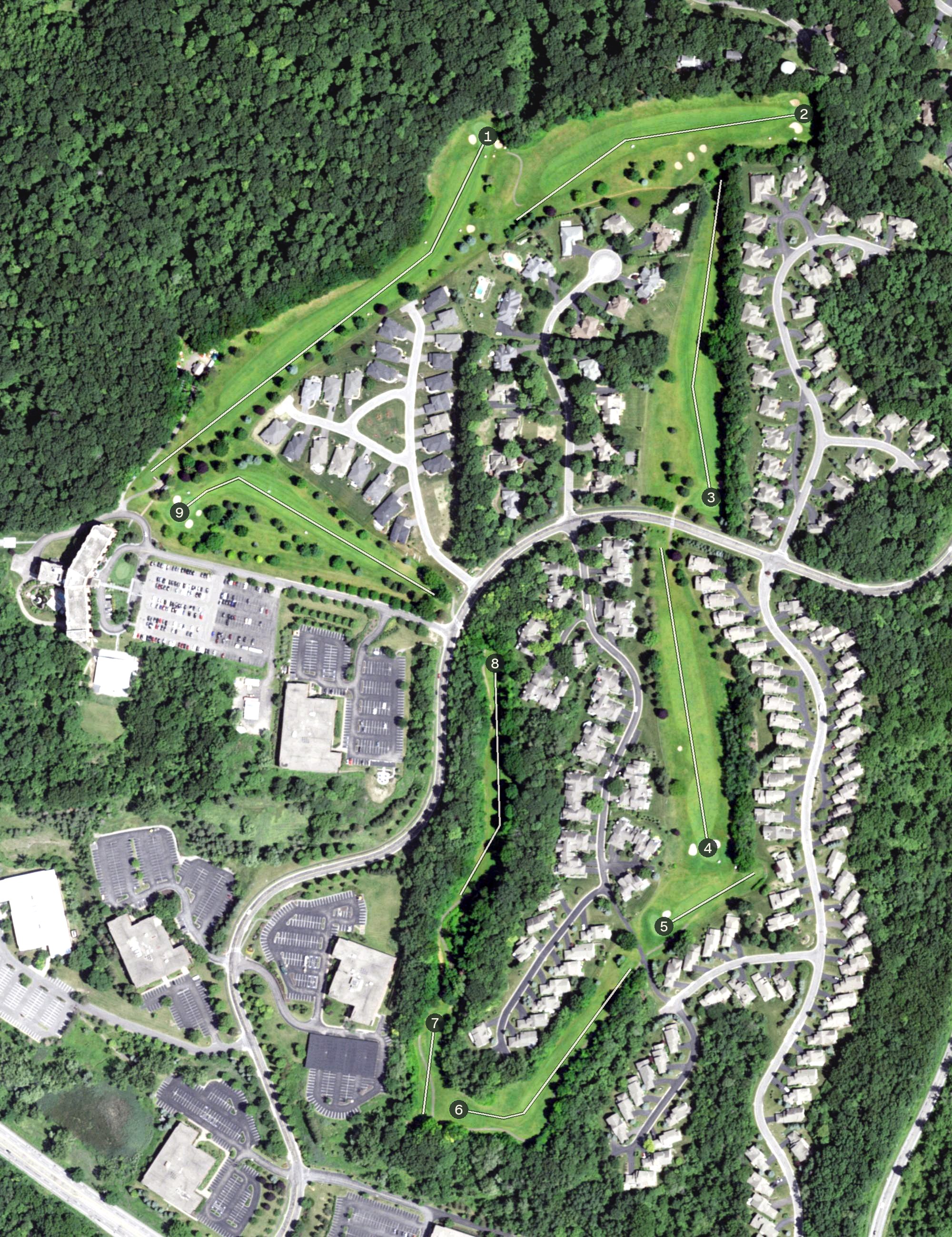 Aerial view of The Links at Woodcliff, NY