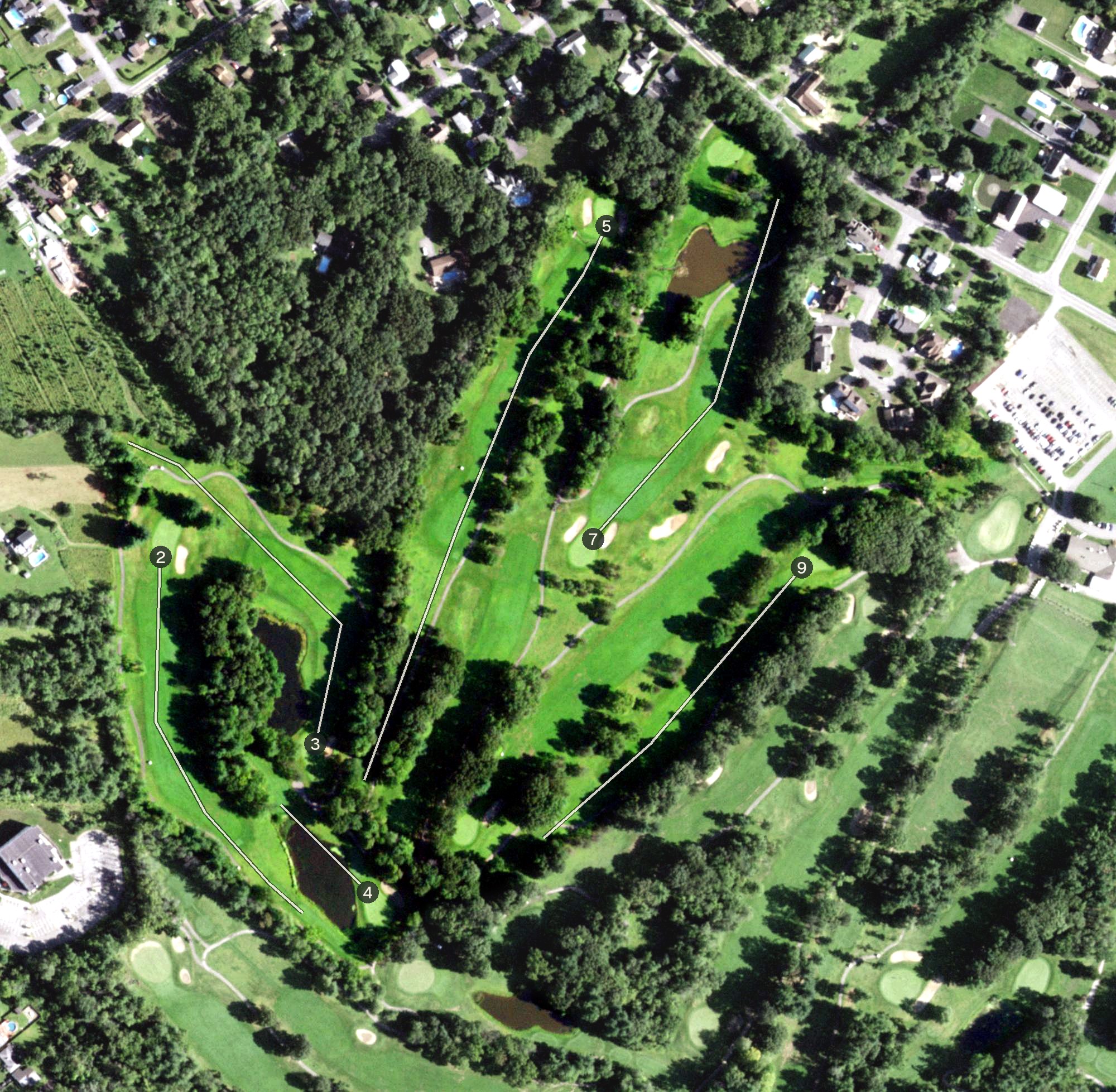 Aerial view of Town of Colonie Golf Course: Red Course, NY