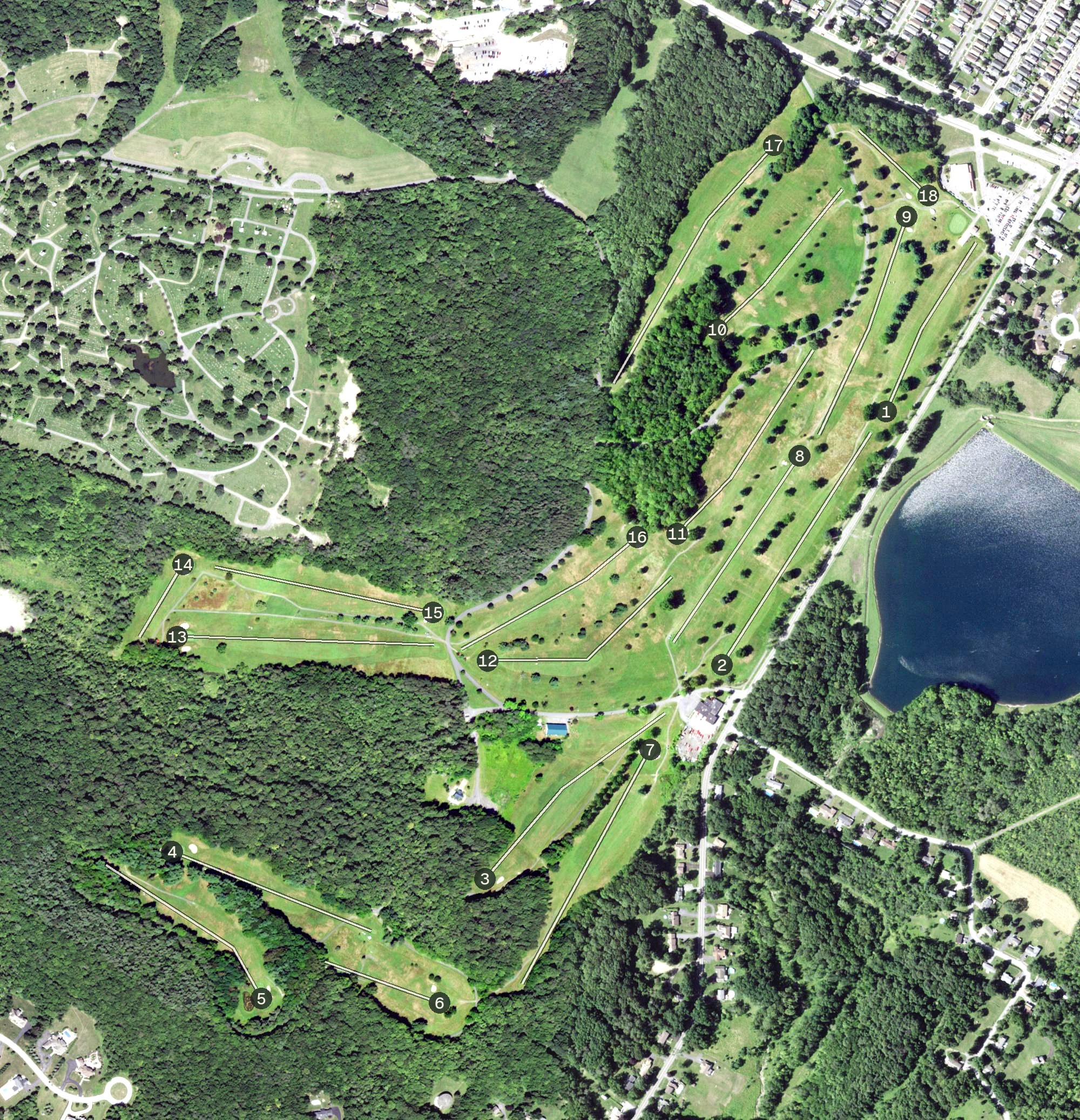 Aerial view of Valley View Golf Course;Valley View, NY
