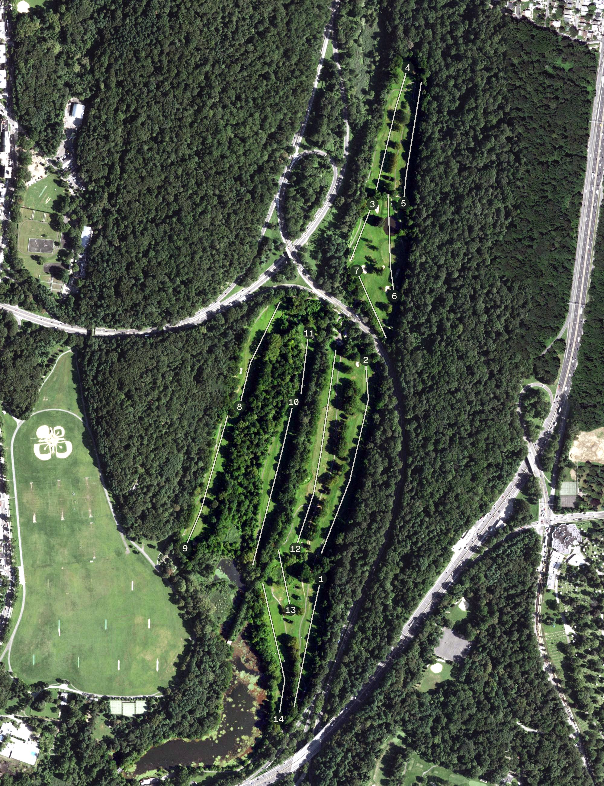 Aerial view of Van Cortlandt Golf Course, NY