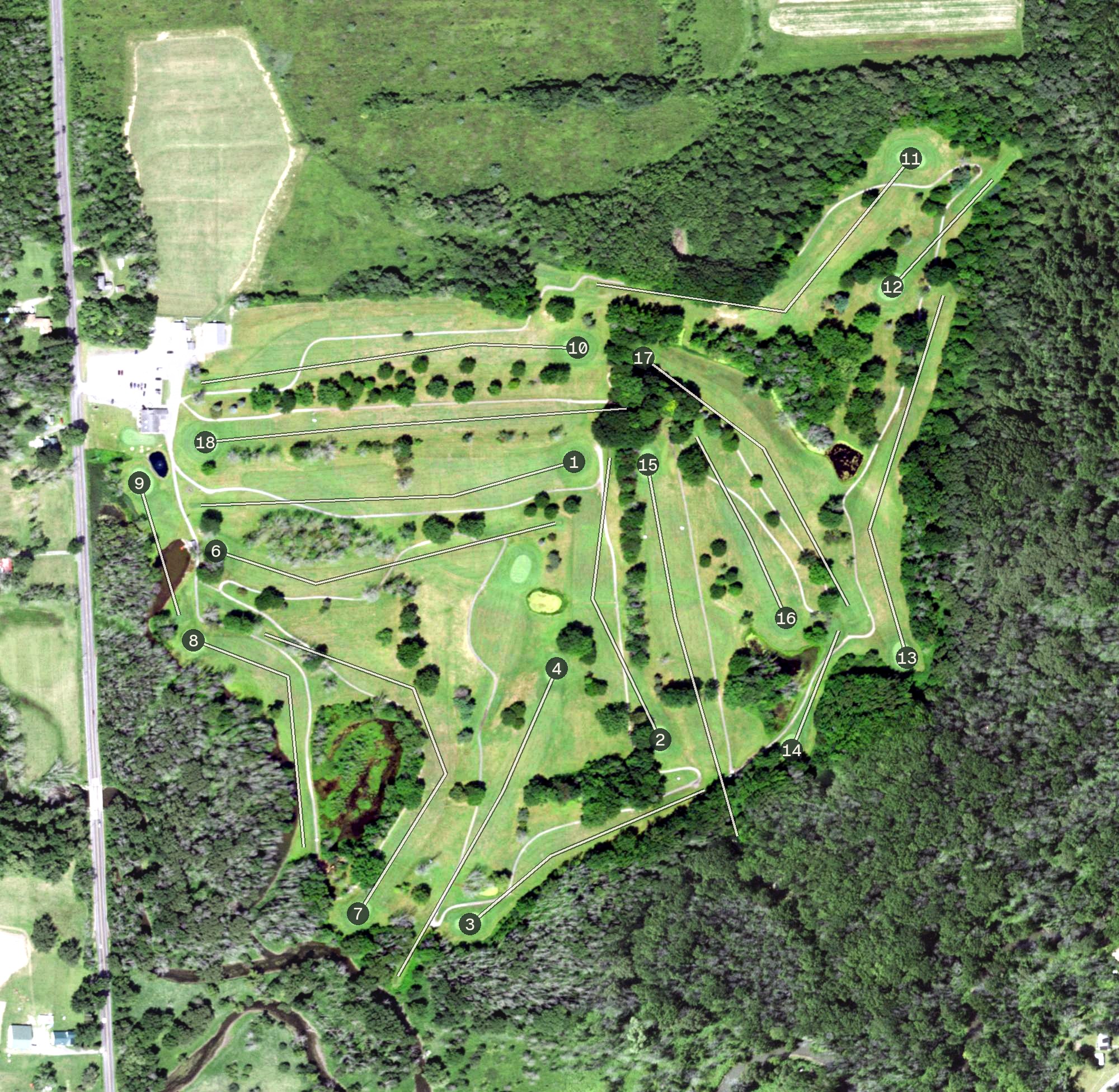 Aerial view of Wanoa Golf Course & Driving Range, NY