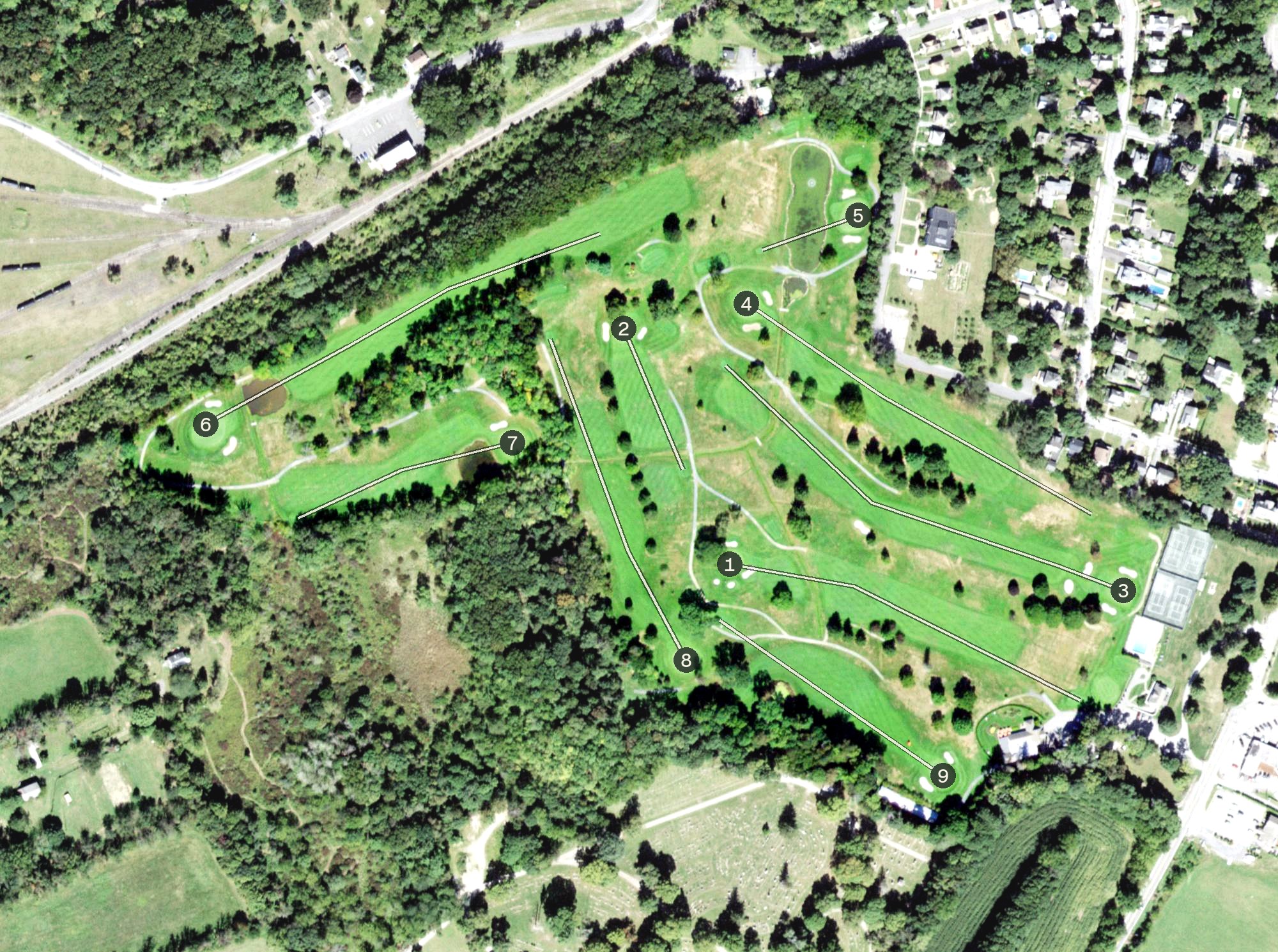 Aerial view of Warwick Valley Country Club, NY