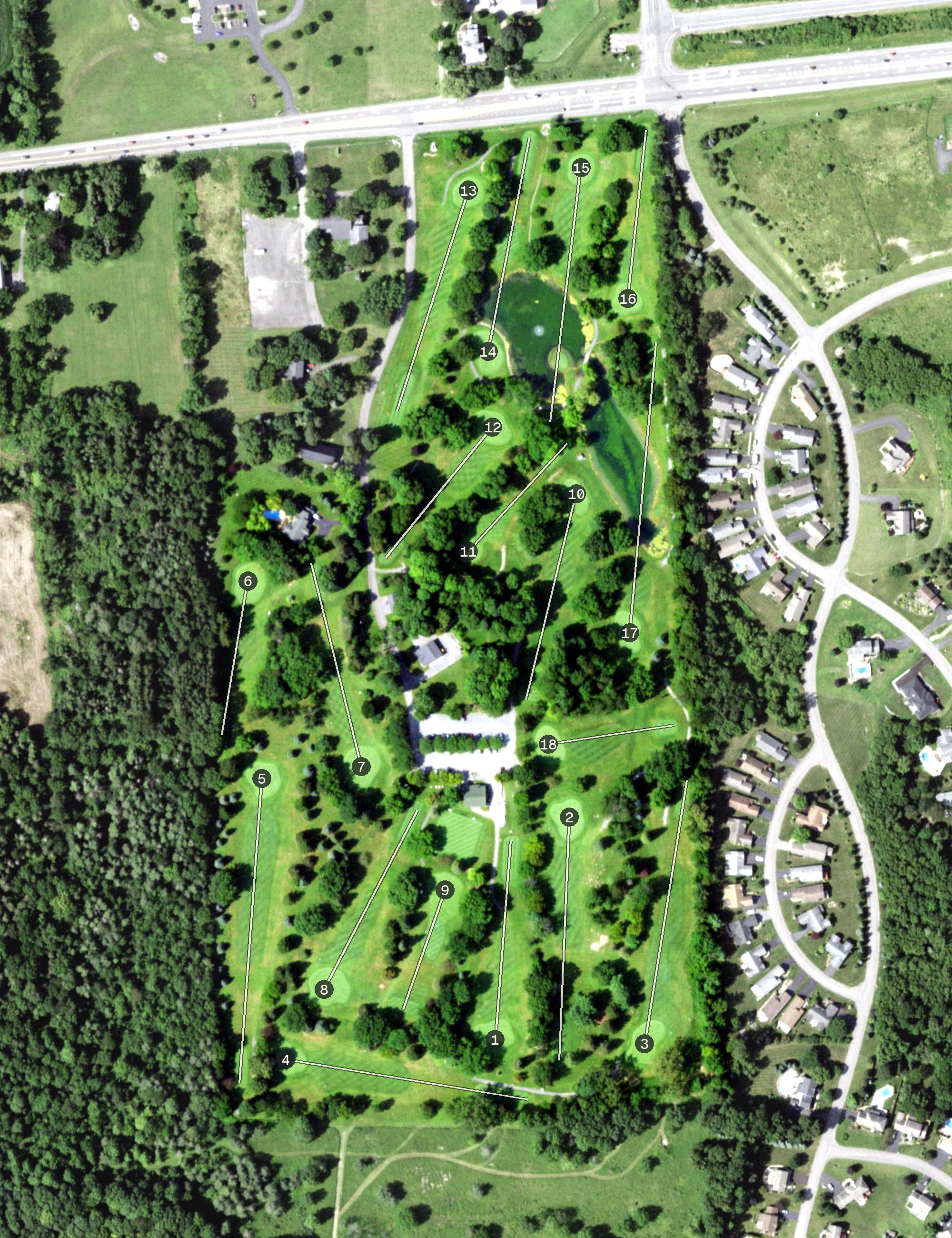 Aerial view of West Hill Golf Club, NY