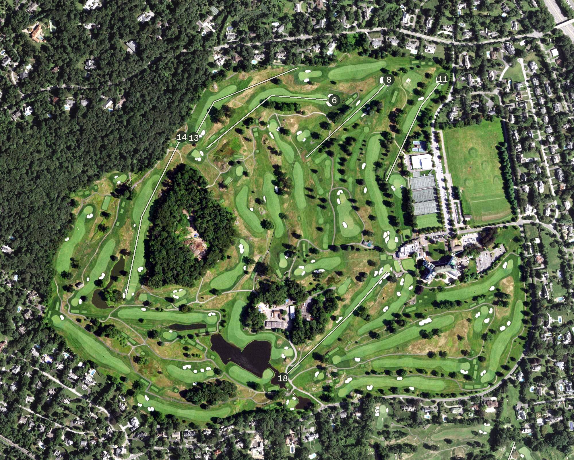Aerial view of Westchester Country Club, NY