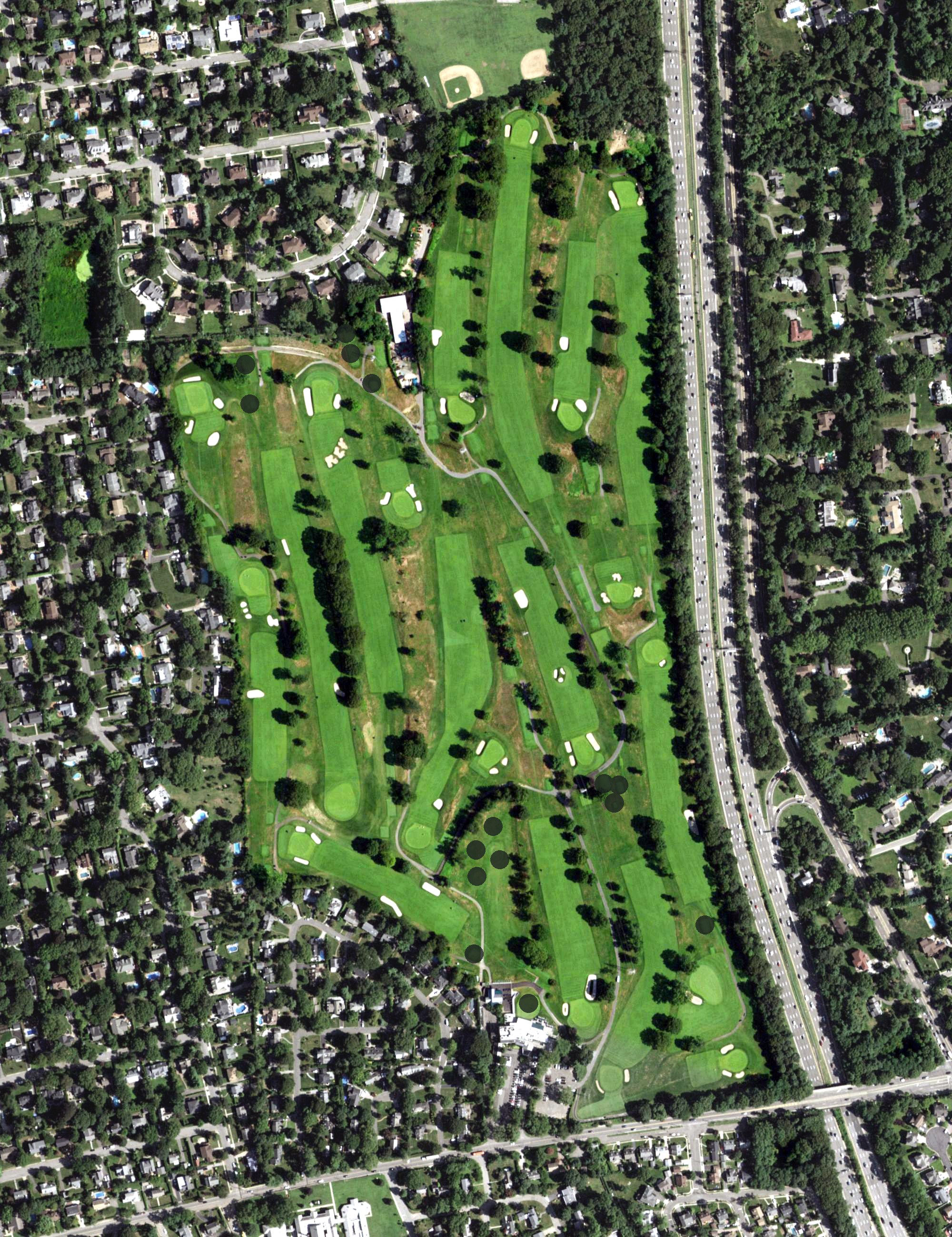 Aerial view of Wheatley Hills Golf Club, NY