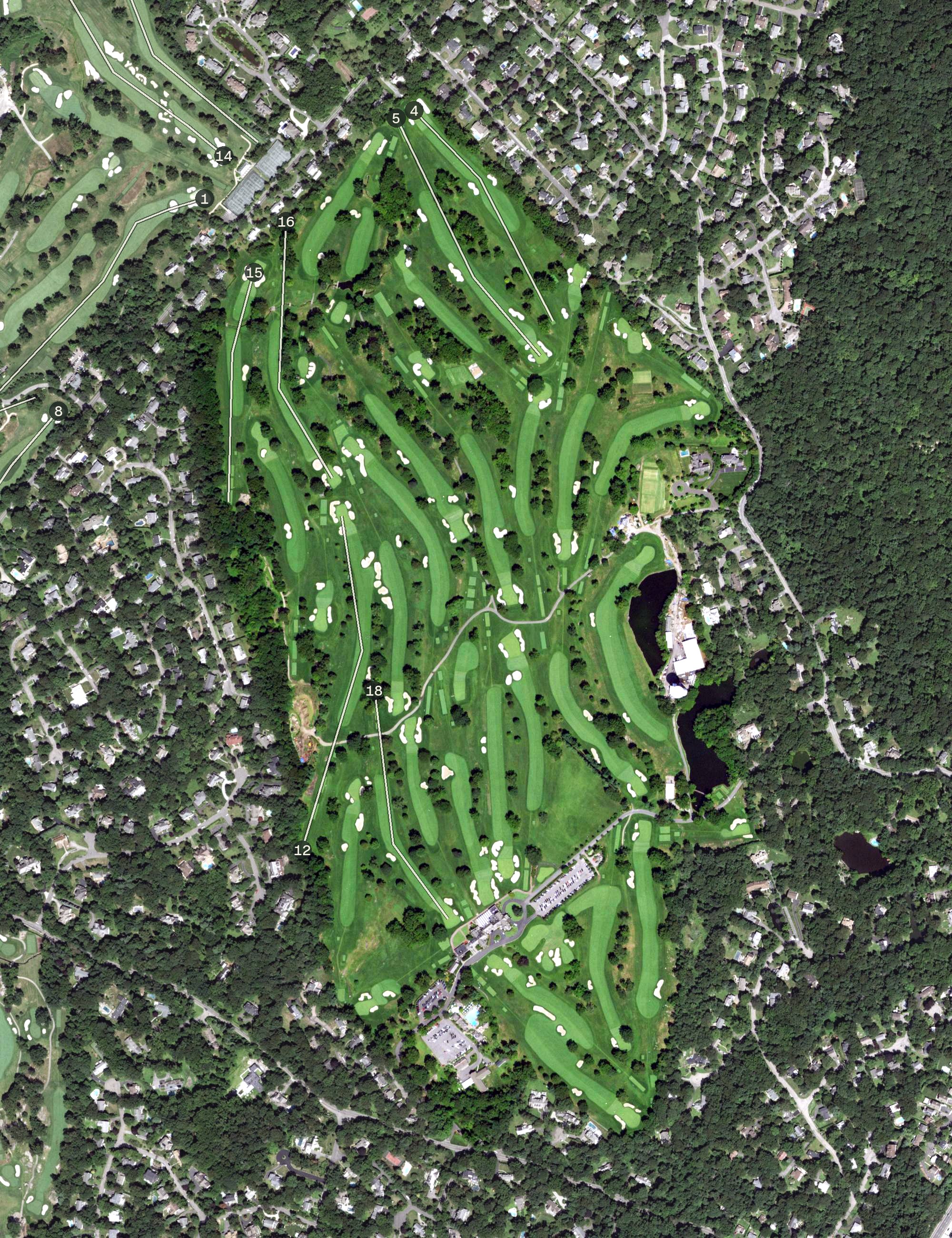 Aerial view of Winged Foot Golf Club, NY