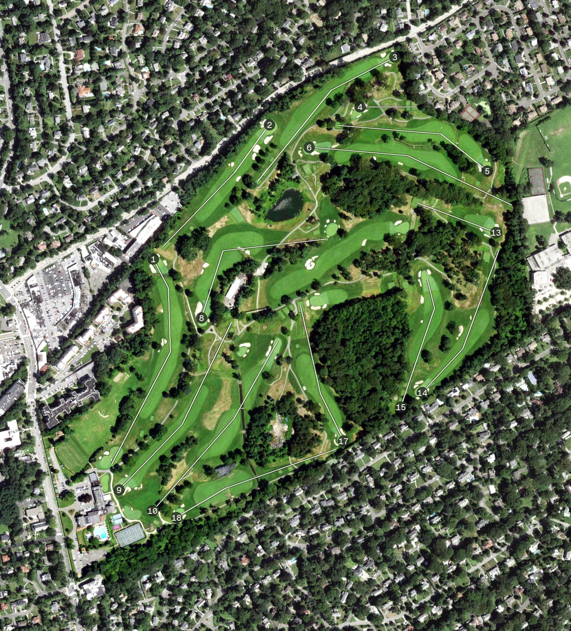 Aerial view of Wykagyl Golf Club, NY