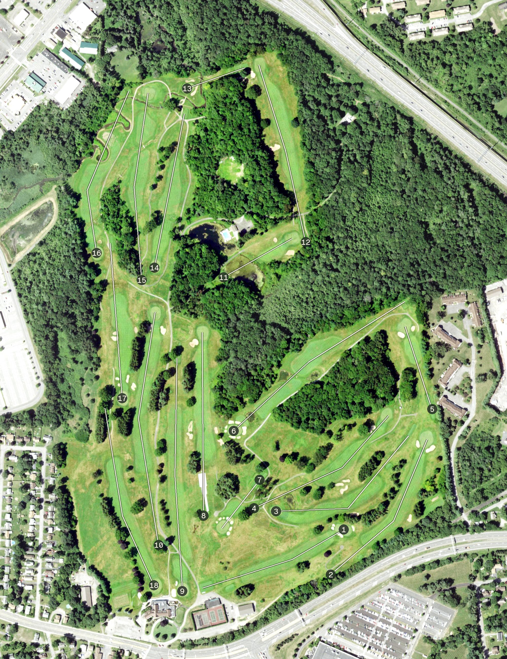Aerial view of Yahnundasis Golf Club, NY