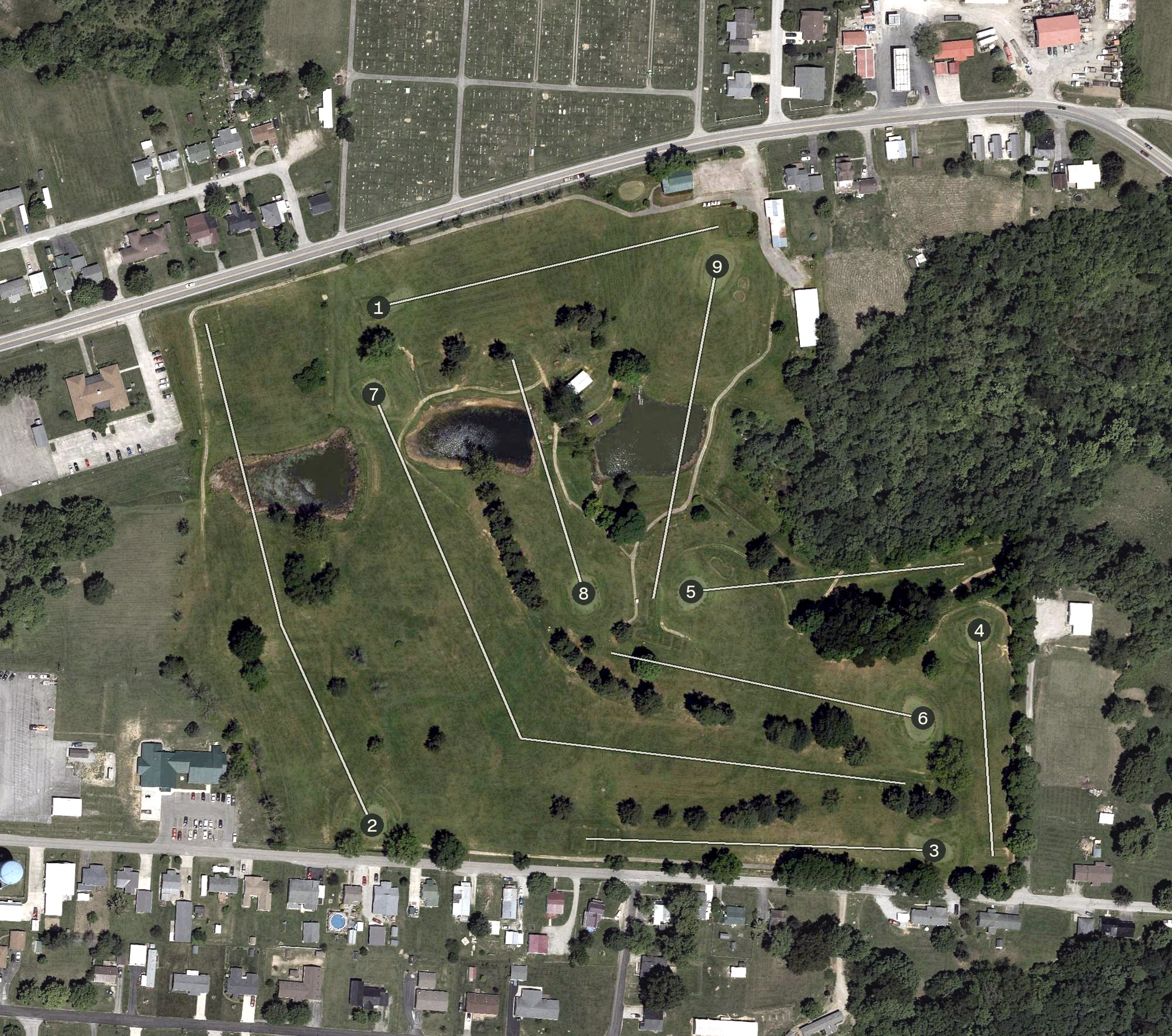 Aerial view of Adams County Country Club, OH