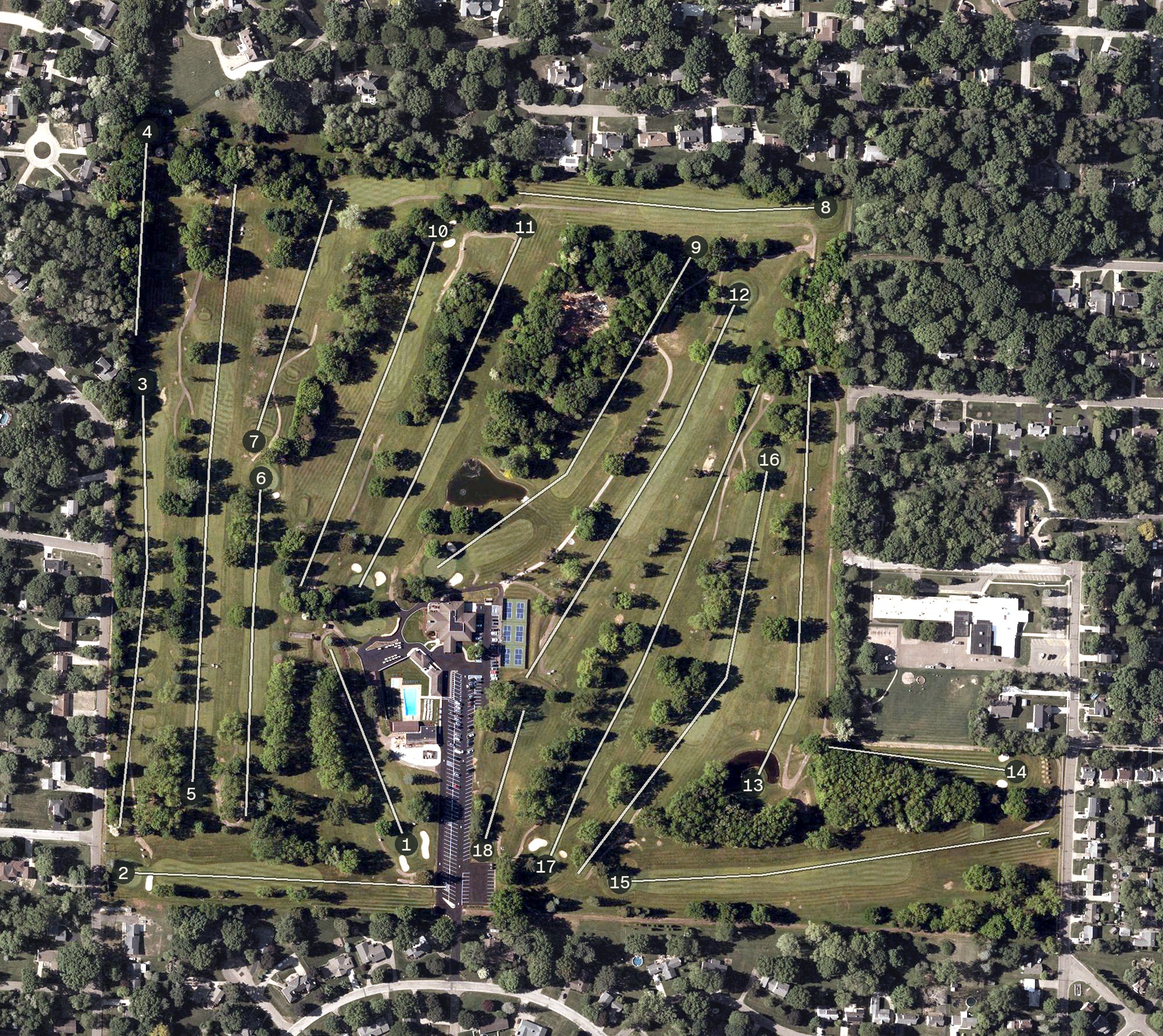 Aerial view of Arrowhead Golf Club, OH