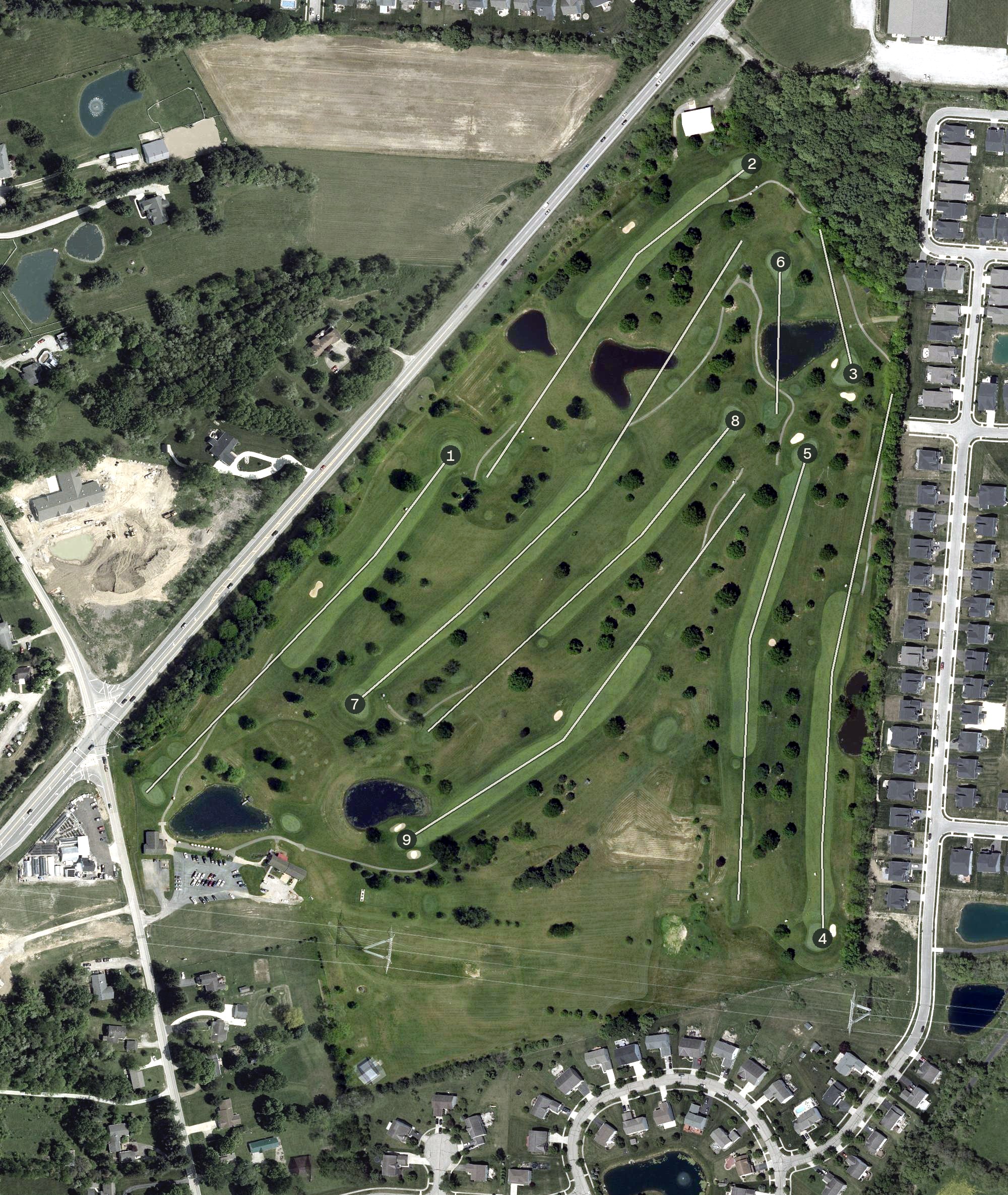 Aerial view of Arrowhead Lakes Golf Course, OH
