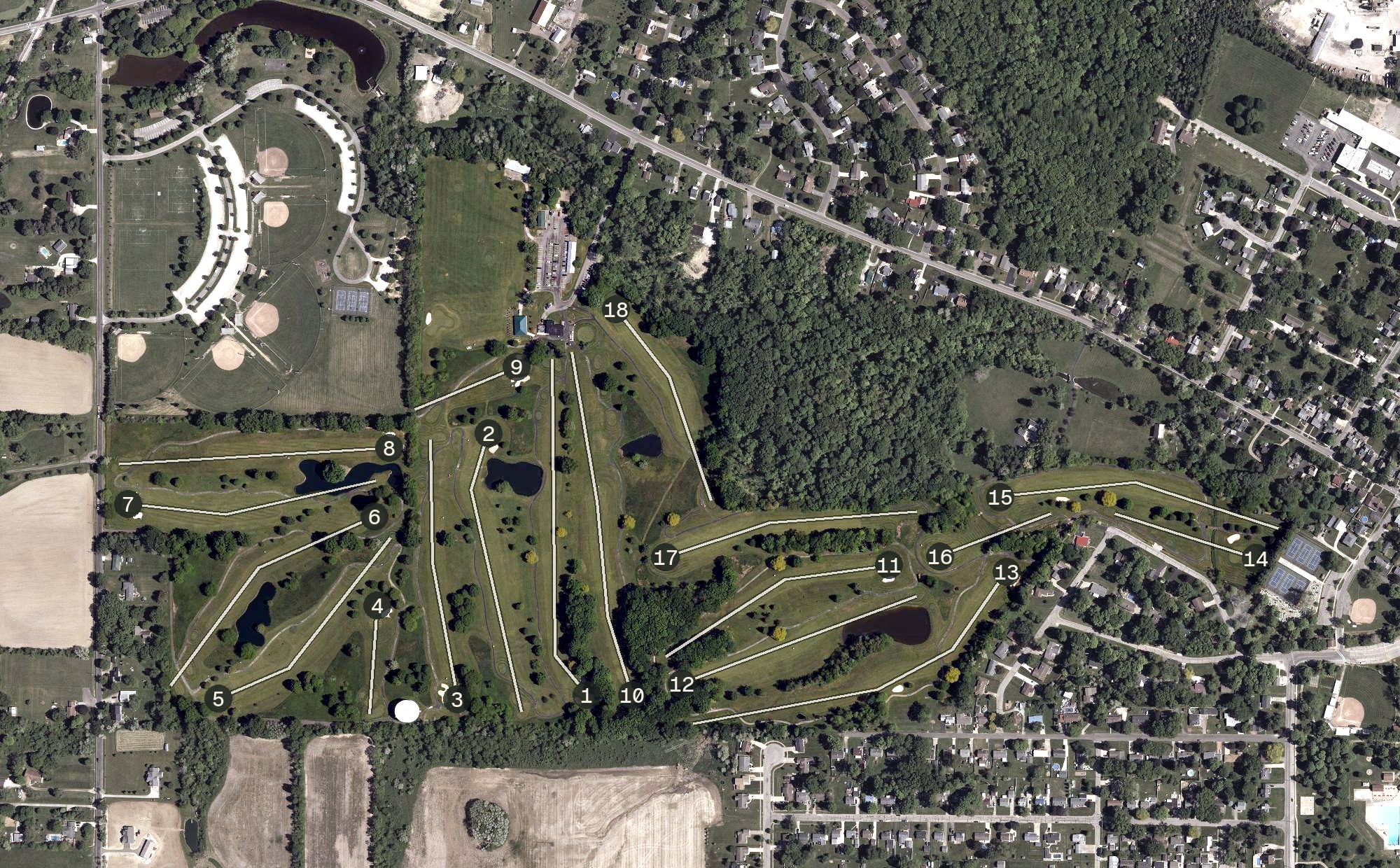 Aerial view of Brookside Golf Course, OH