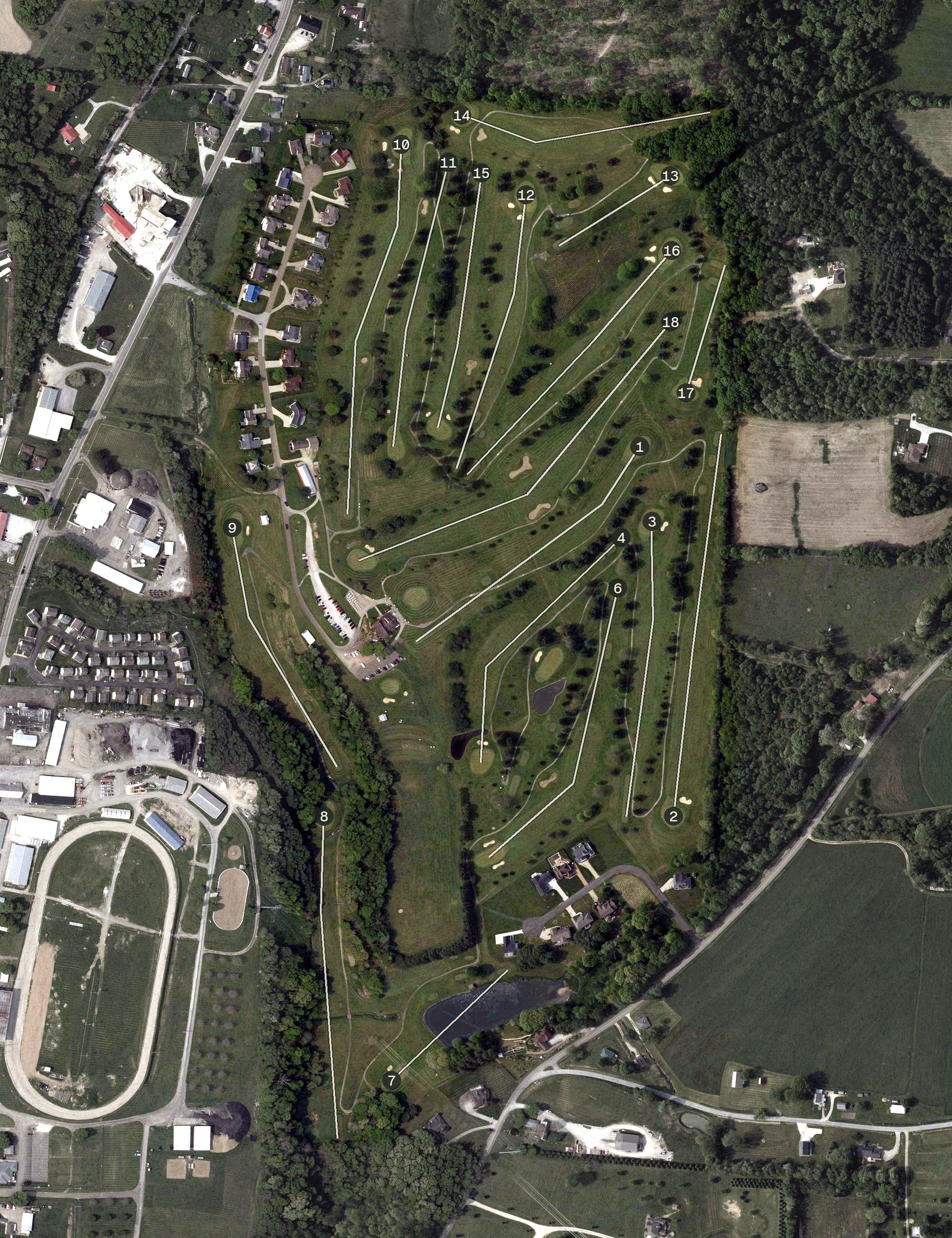 Aerial view of Carroll Meadows golf course, OH
