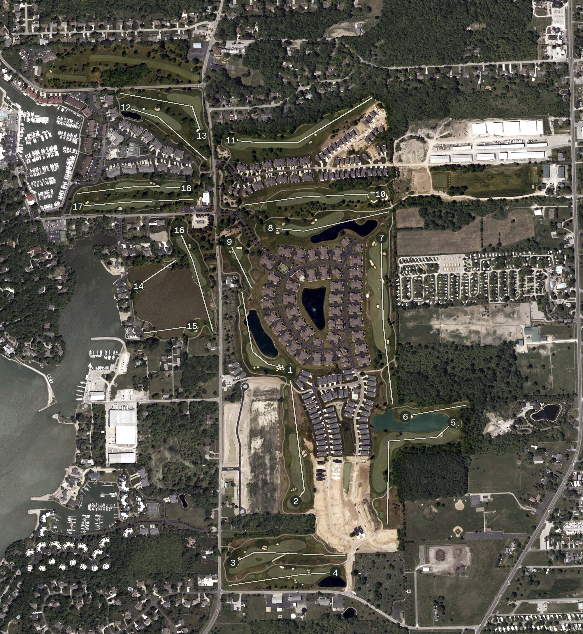 Aerial view of Catawba Island Club, OH