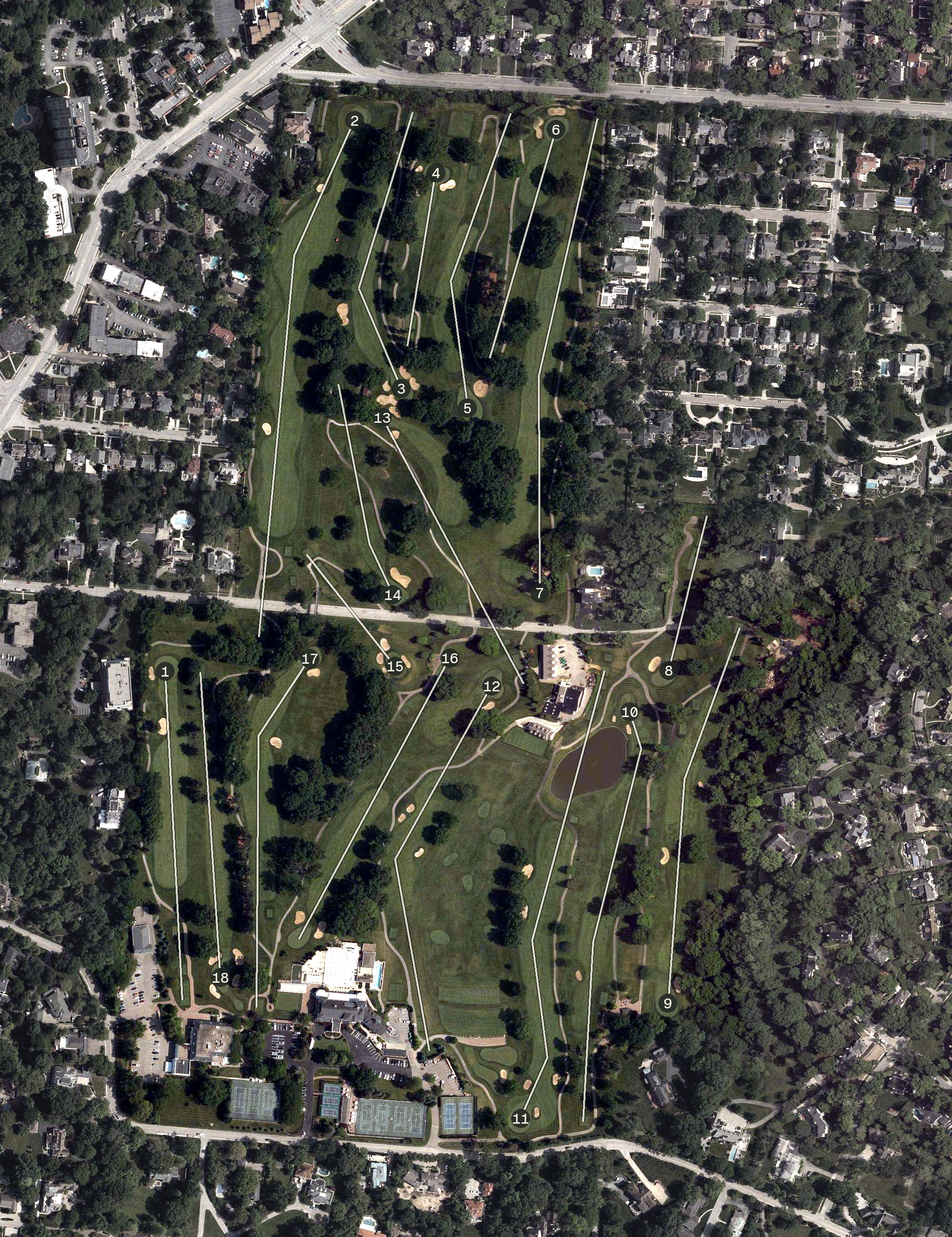 Aerial view of Cincinnati Country Club, OH