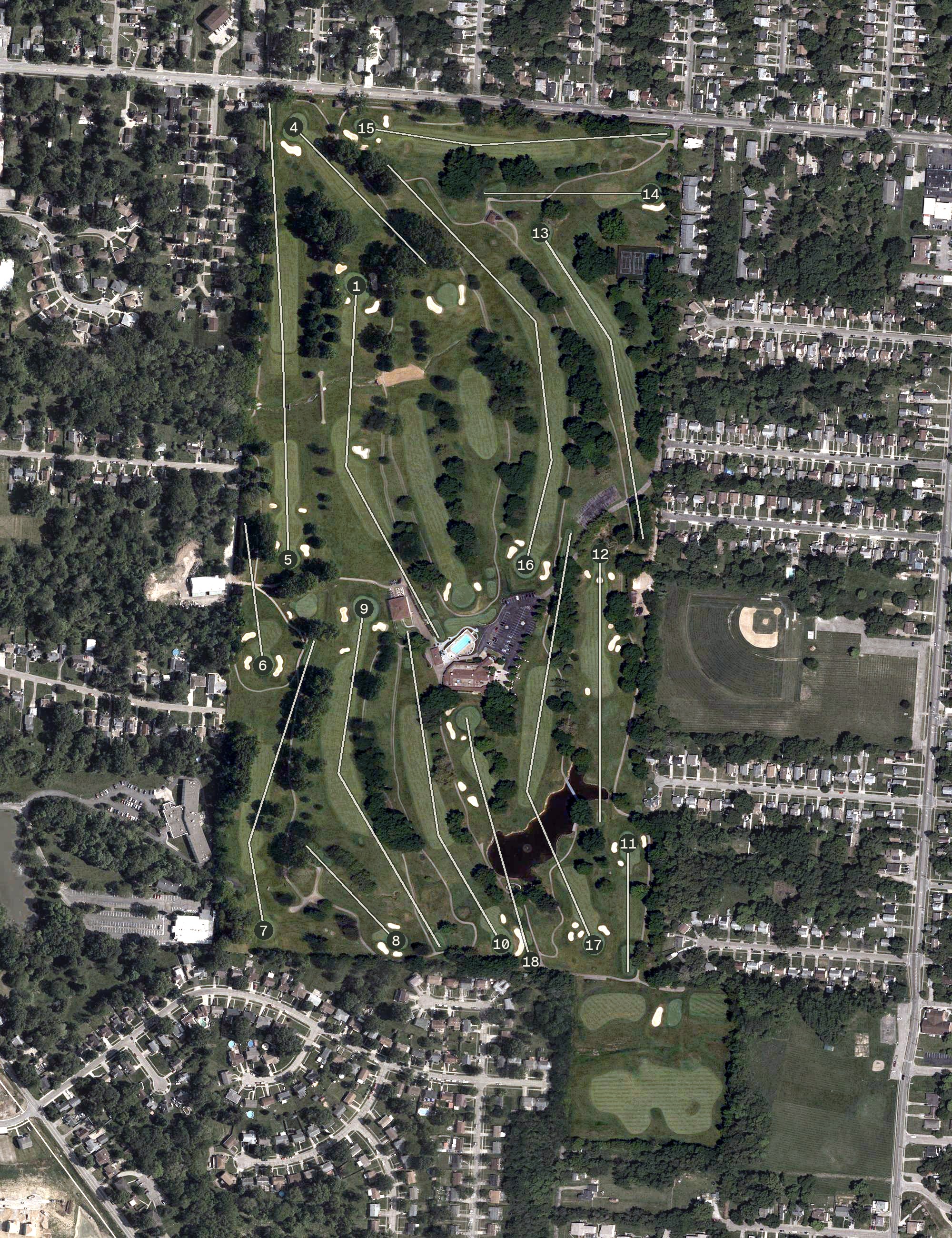 Aerial view of Clovernook Country Club, OH
