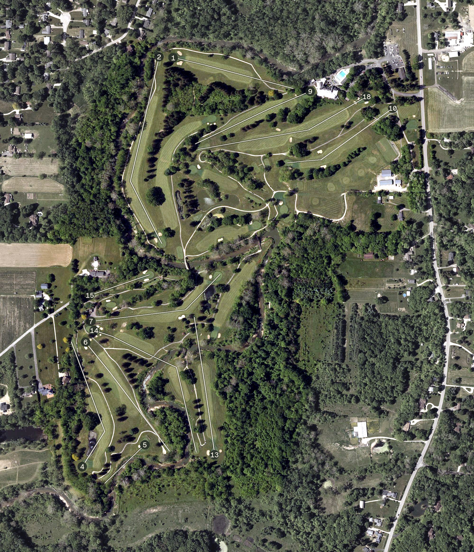 Aerial view of Columbia Hills Golf and Swim Club, OH