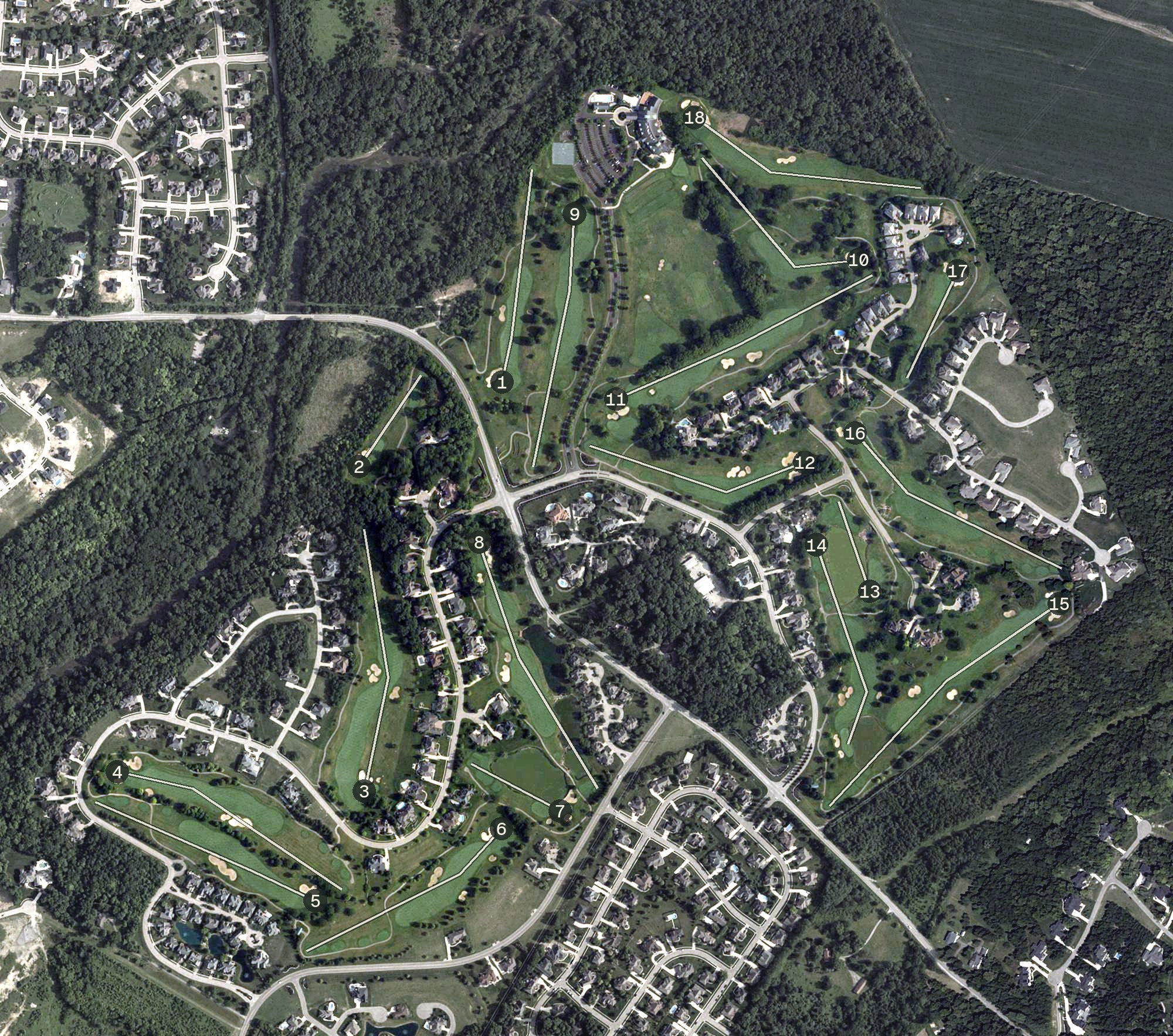 Aerial view of Country Club of the North, OH