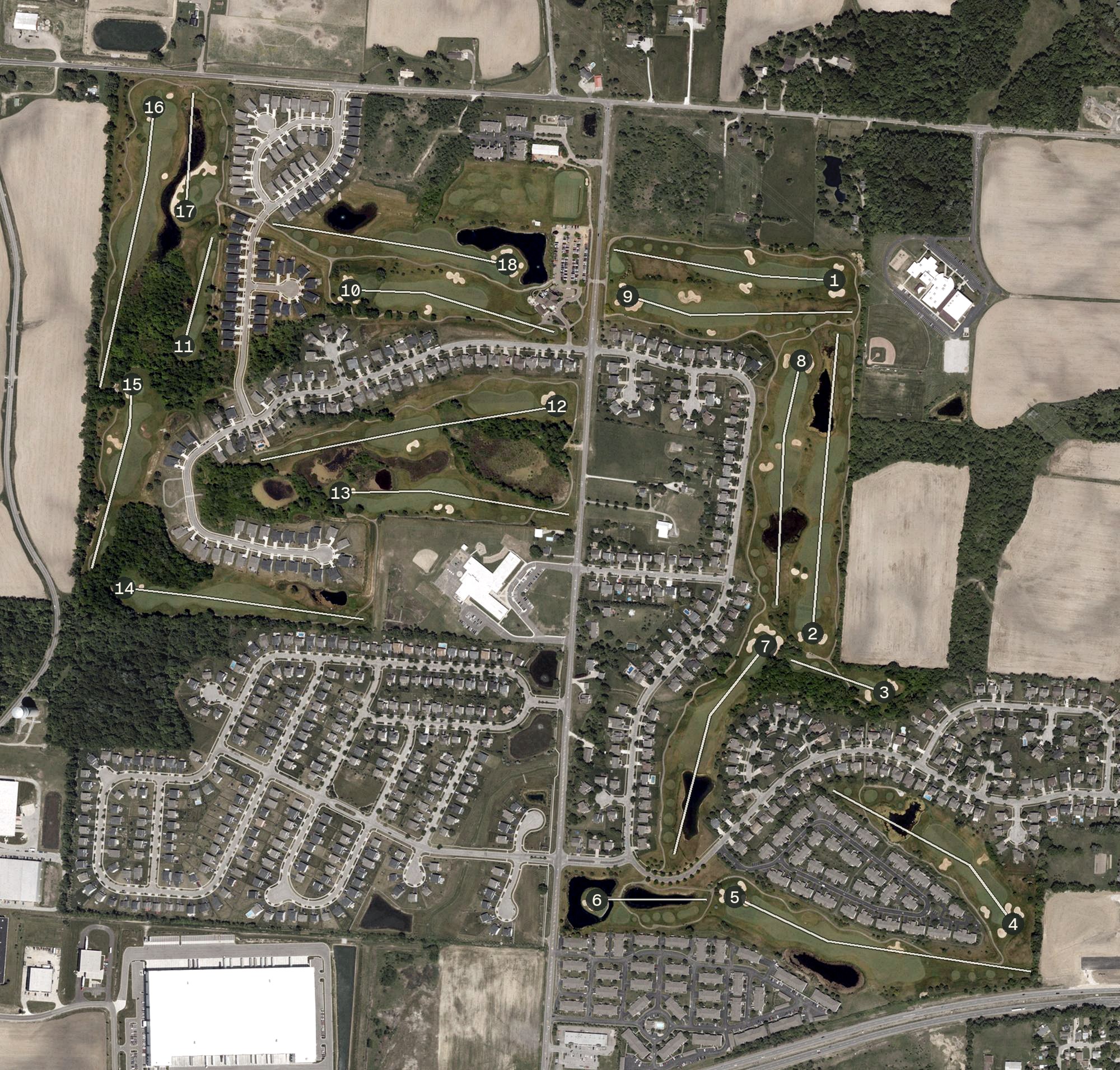 Aerial view of Cumberland Trail Golf Club, OH