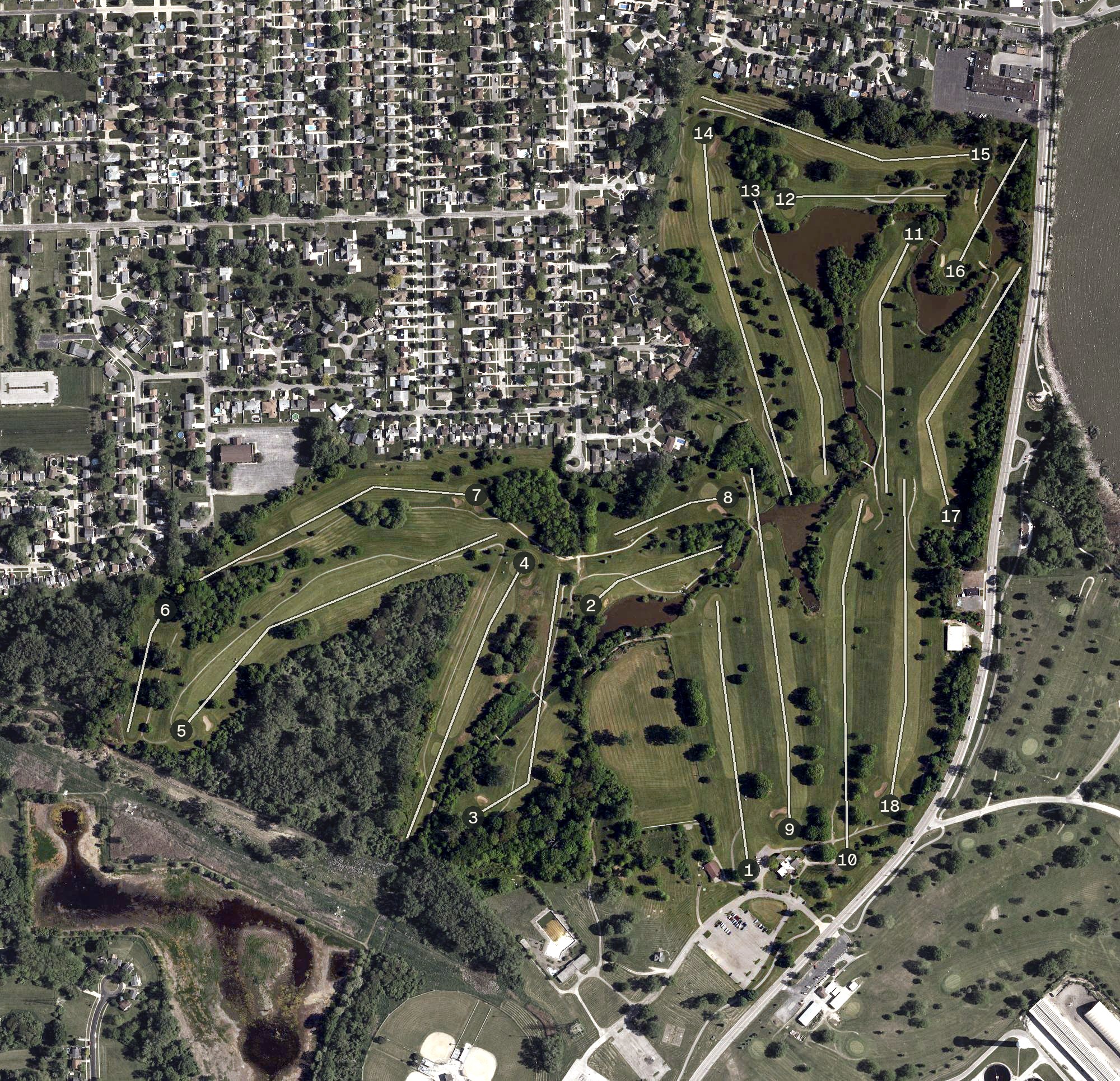 Aerial view of Detwiler Golf Course, OH