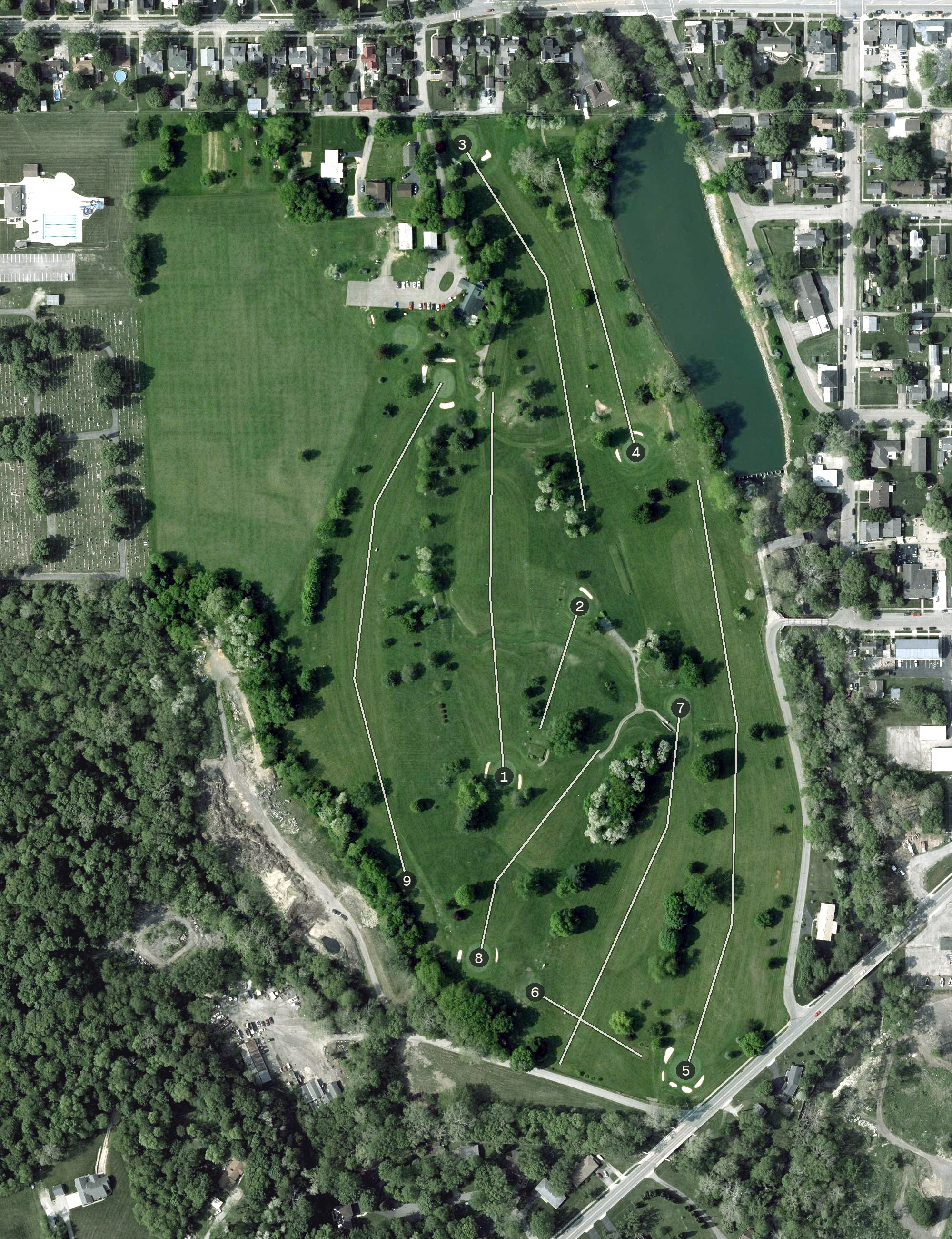 Aerial view of Eaton Country Club, OH