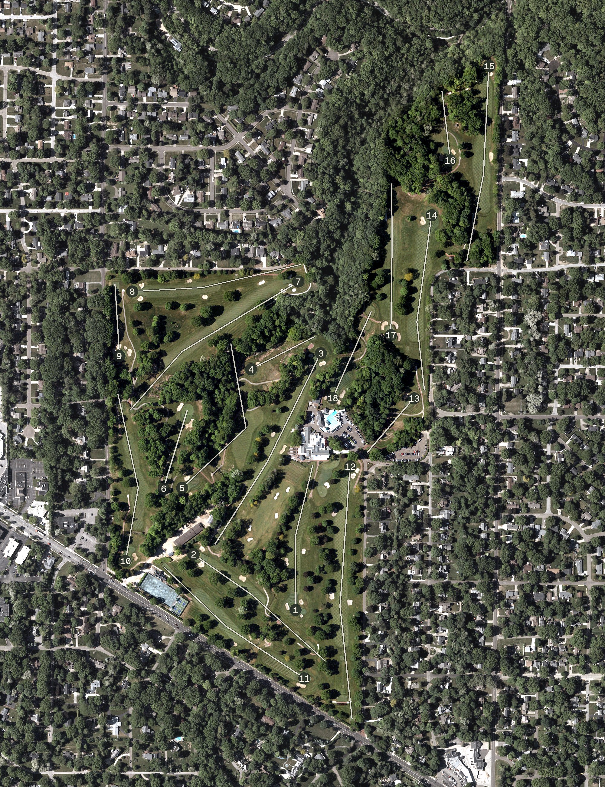 Aerial view of Fairlawn Country Club, OH