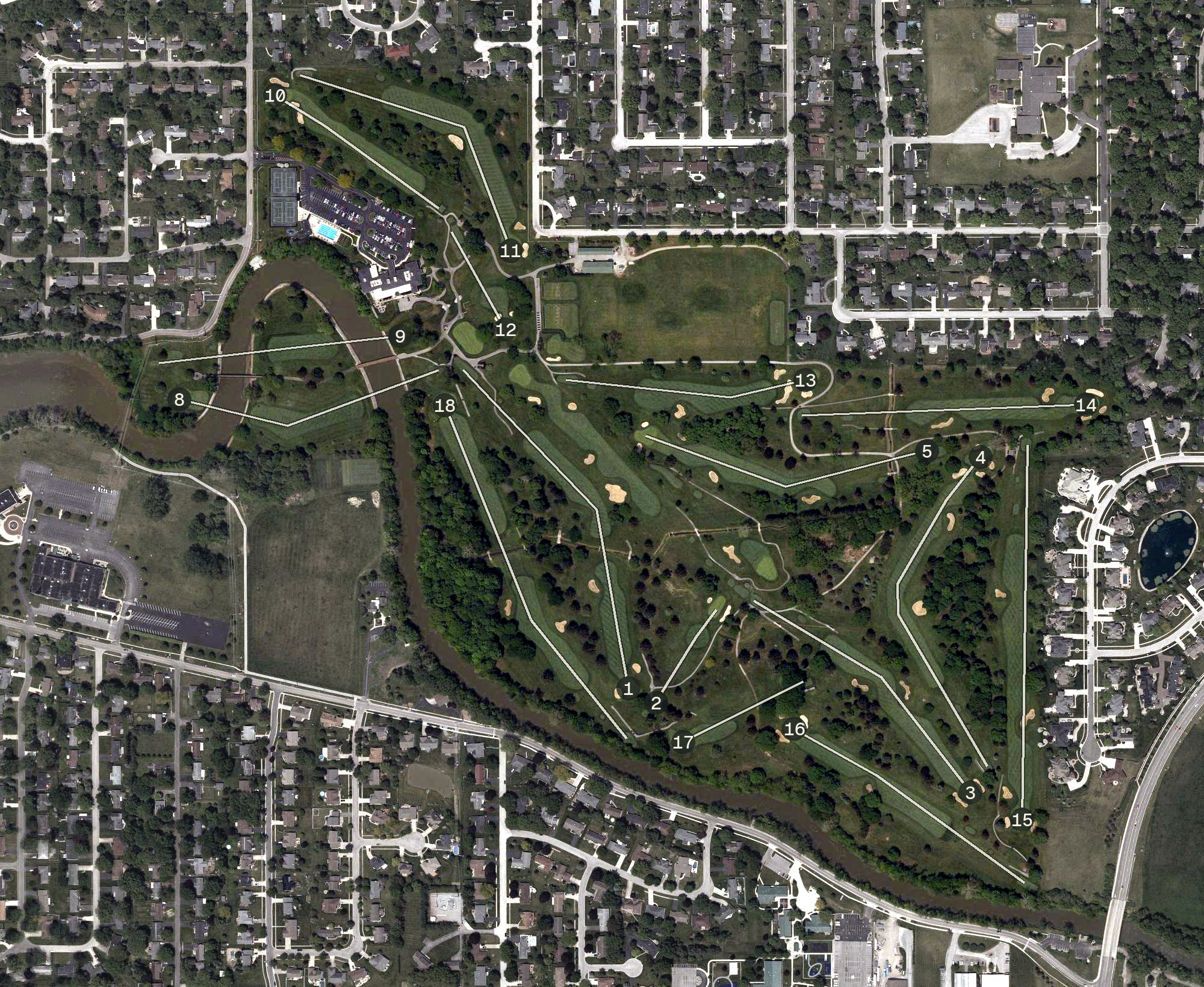 Aerial view of Findlay Country Club, OH
