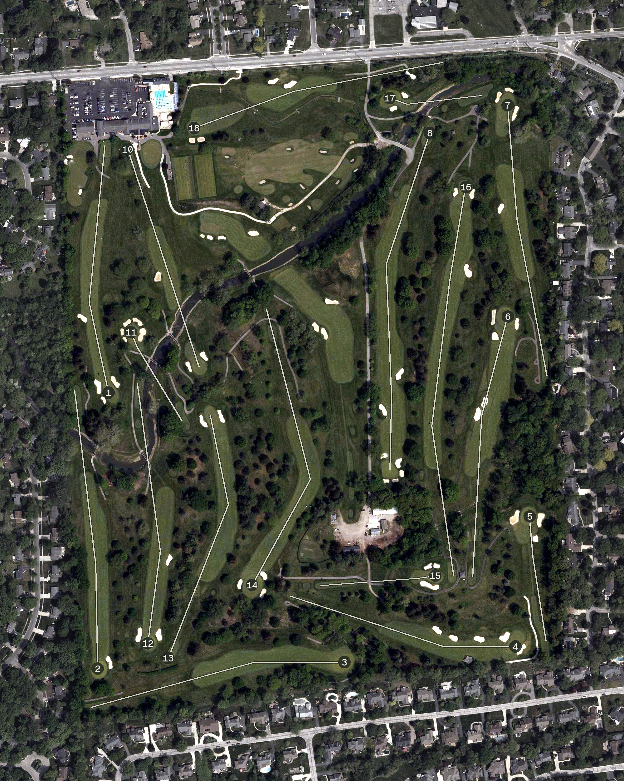 Aerial view of Highland Meadows Golf Club, OH