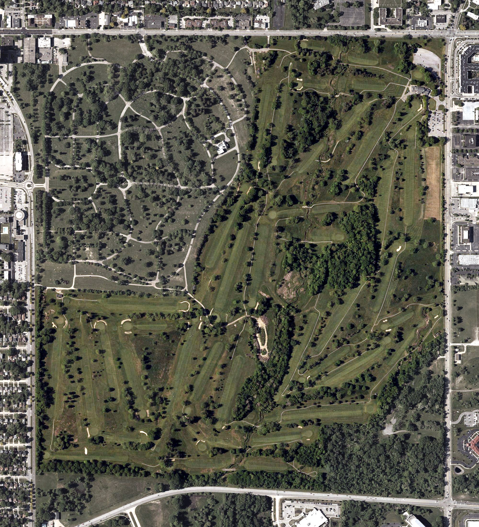 Aerial view of Highland Park Golf Course, OH