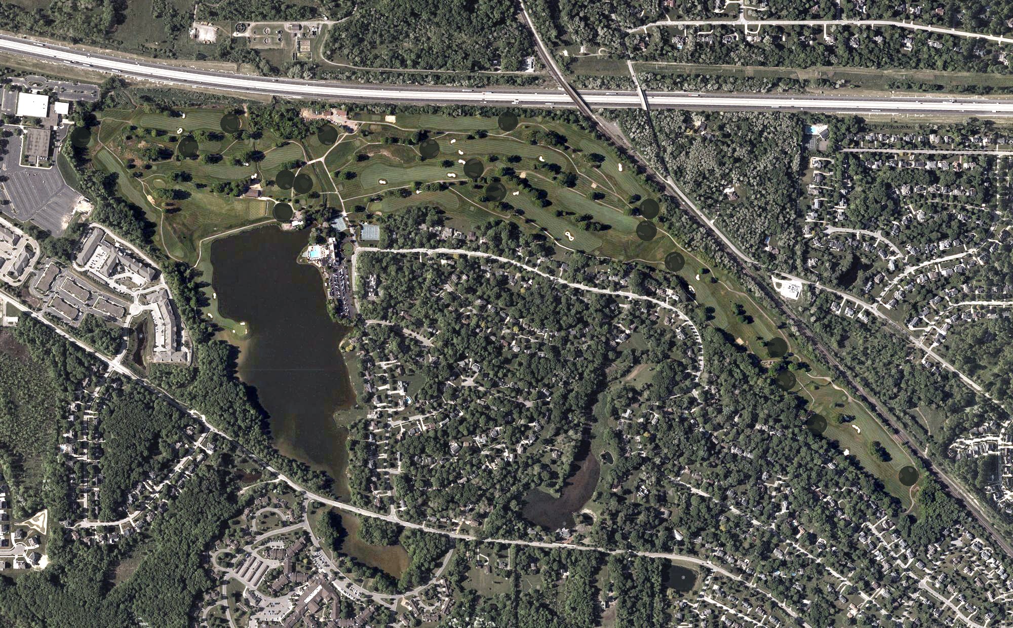 Aerial view of Lake Forest Country Club, OH